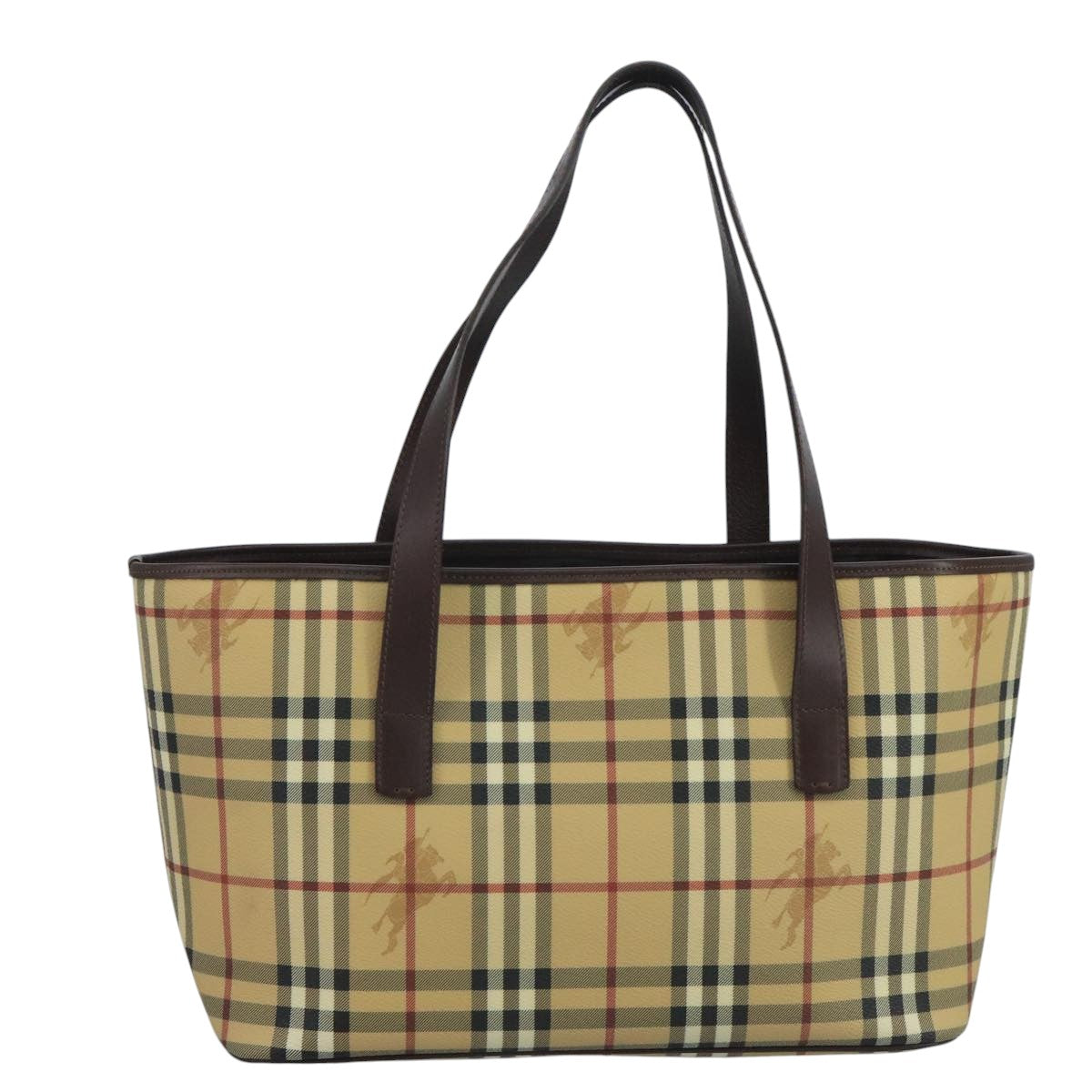 BURBERRY Nova Check Tote Bag PVC Beige Auth 111553