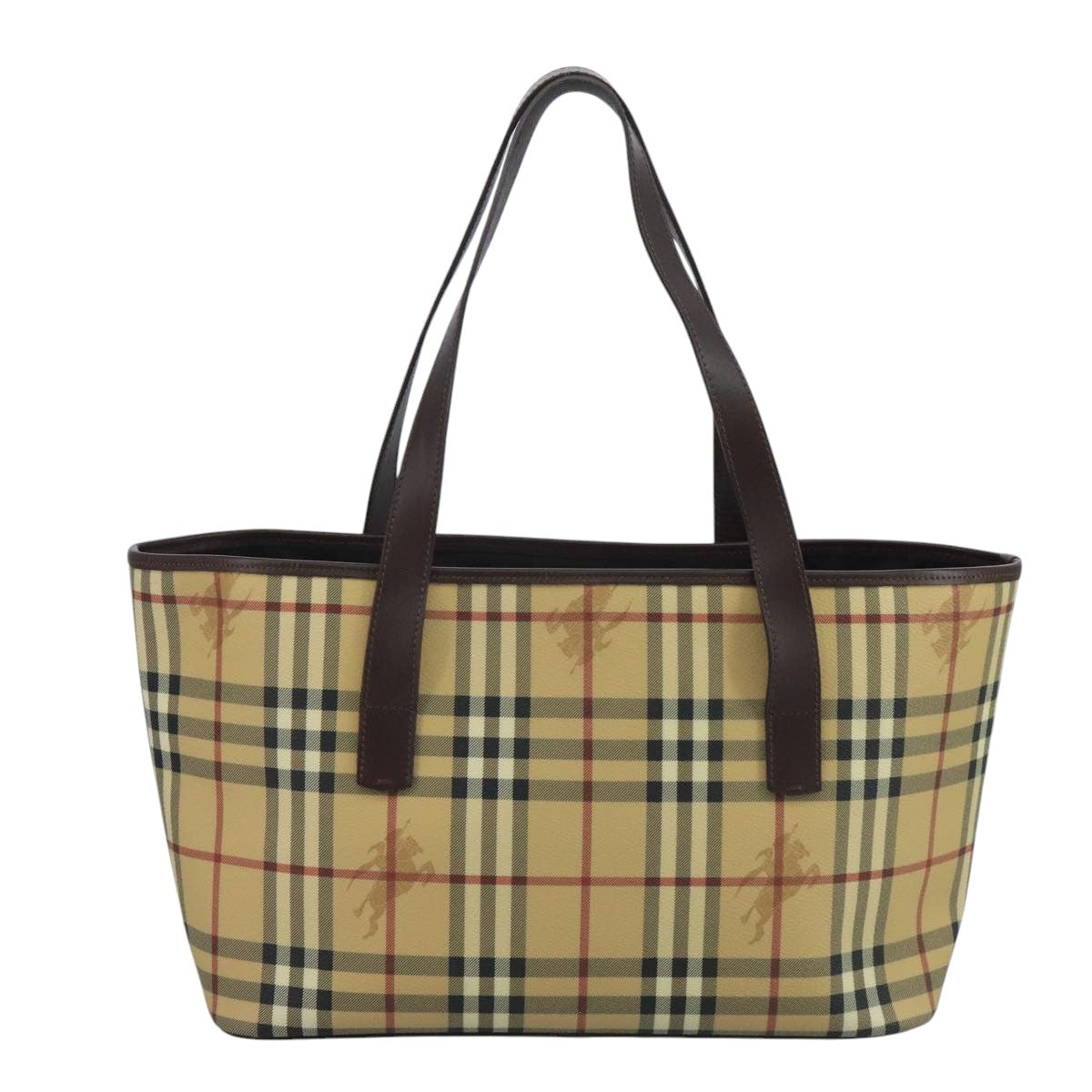 BURBERRY Nova Check Tote Bag PVC Beige Auth 111553