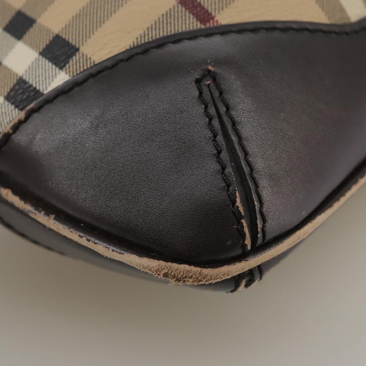 BURBERRY Nova Check Shoulder Bag PVC Beige Brown gold Auth 111586