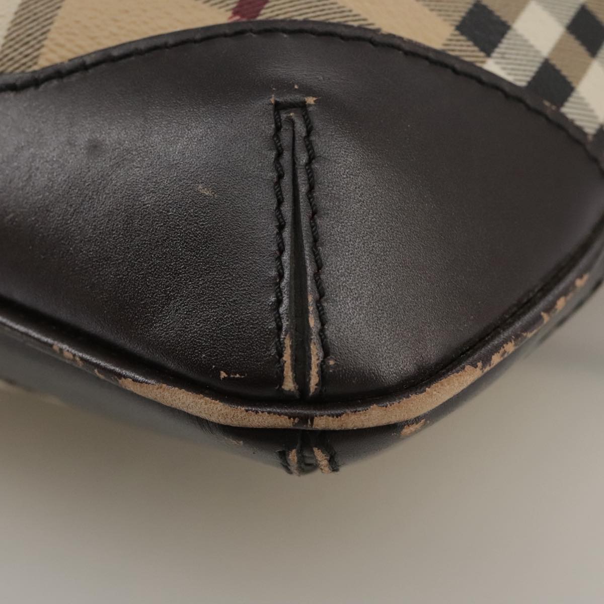 BURBERRY Nova Check Shoulder Bag PVC Beige Brown gold Auth 111586