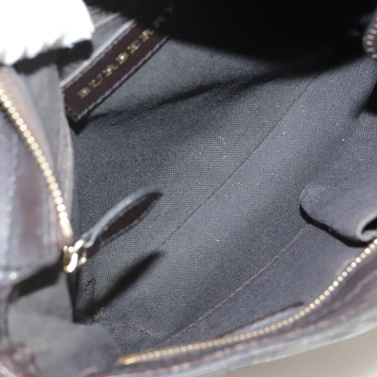 BURBERRY Nova Check Shoulder Bag PVC Beige Brown gold Auth 111586