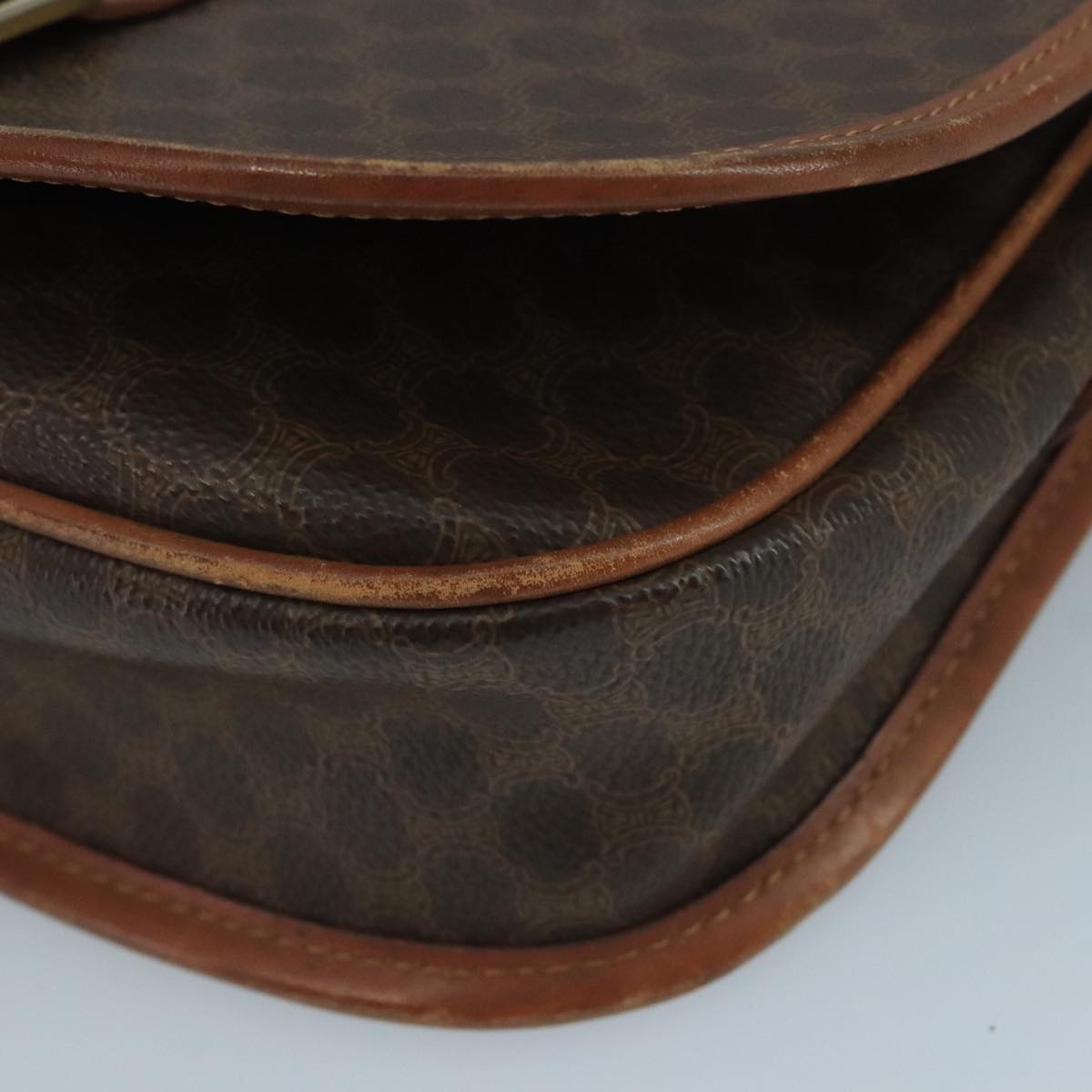 CELINE Macadam Canvas Shoulder Bag PVC Leather Brown Auth 111596