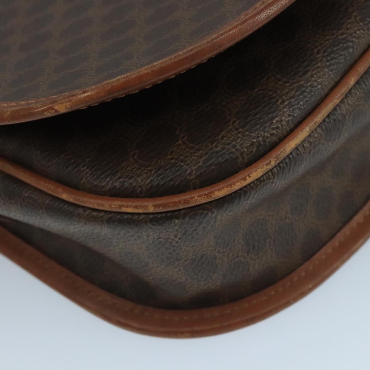 CELINE Macadam Canvas Shoulder Bag PVC Leather Brown Auth 111596