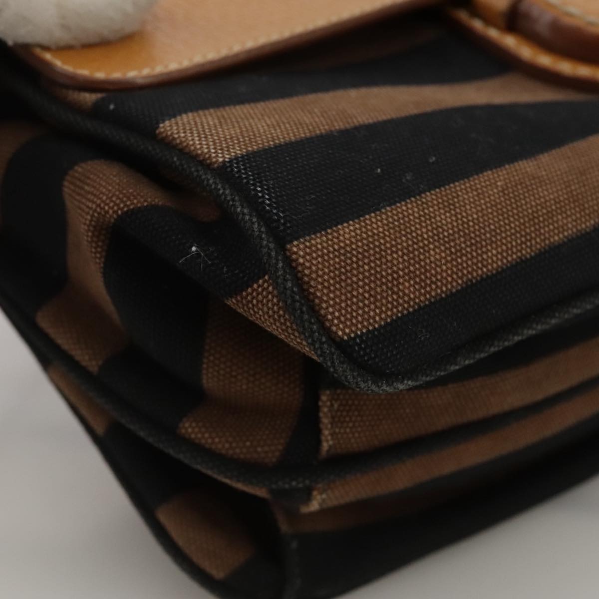 PRADA Shoulder Bag Canvas Brown Gold Auth 111606