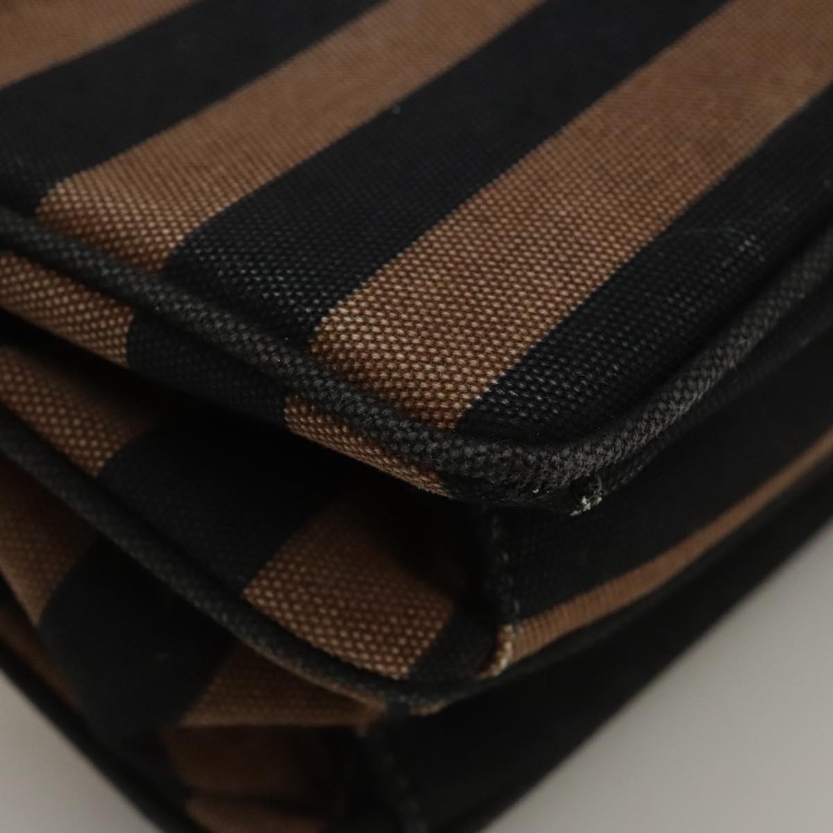 PRADA Shoulder Bag Canvas Brown Gold Auth 111606