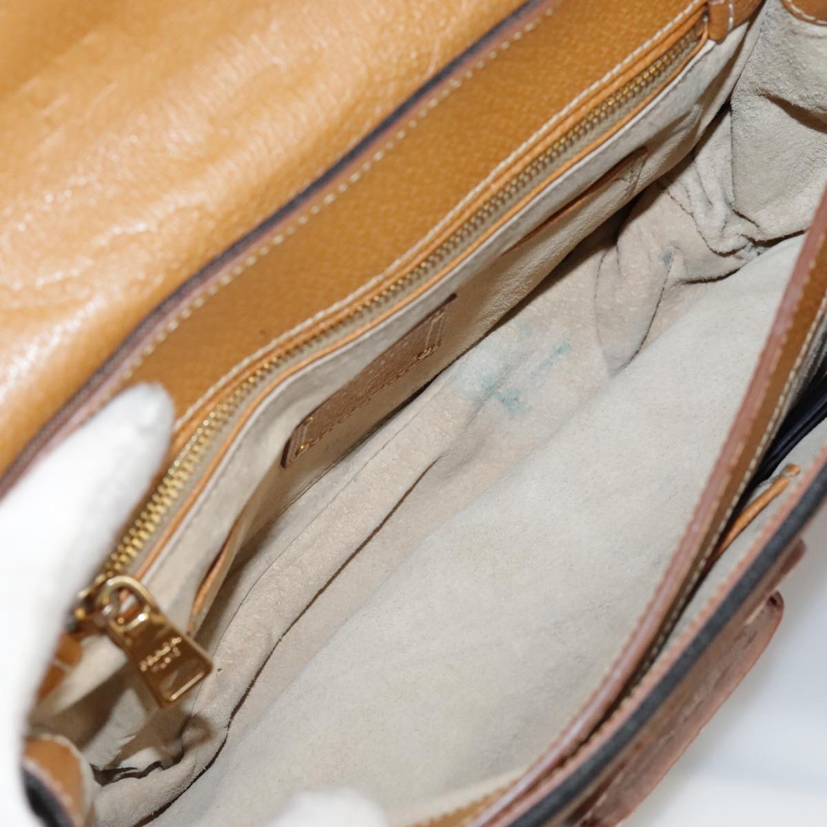 PRADA Shoulder Bag Canvas Brown Gold Auth 111606