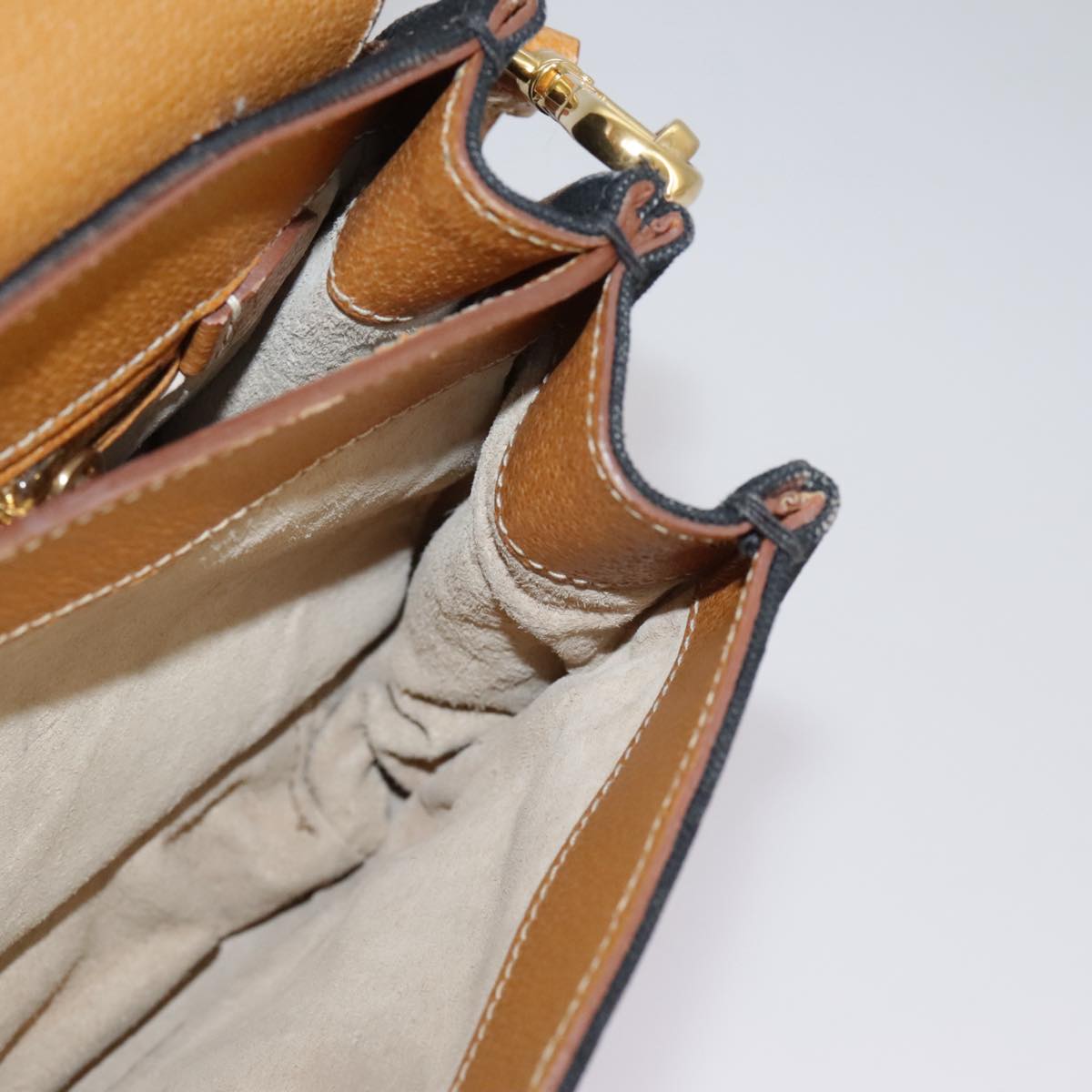 PRADA Shoulder Bag Canvas Brown Gold Auth 111606