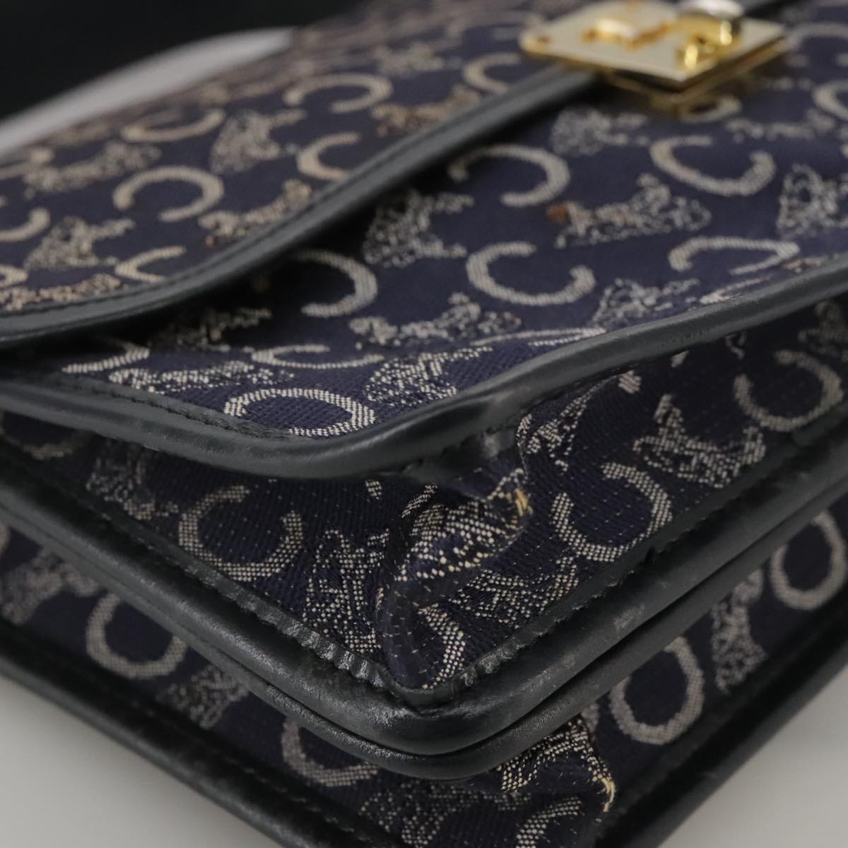 CELINE C Sulky Hand Bag Canvas Navy Auth 111628