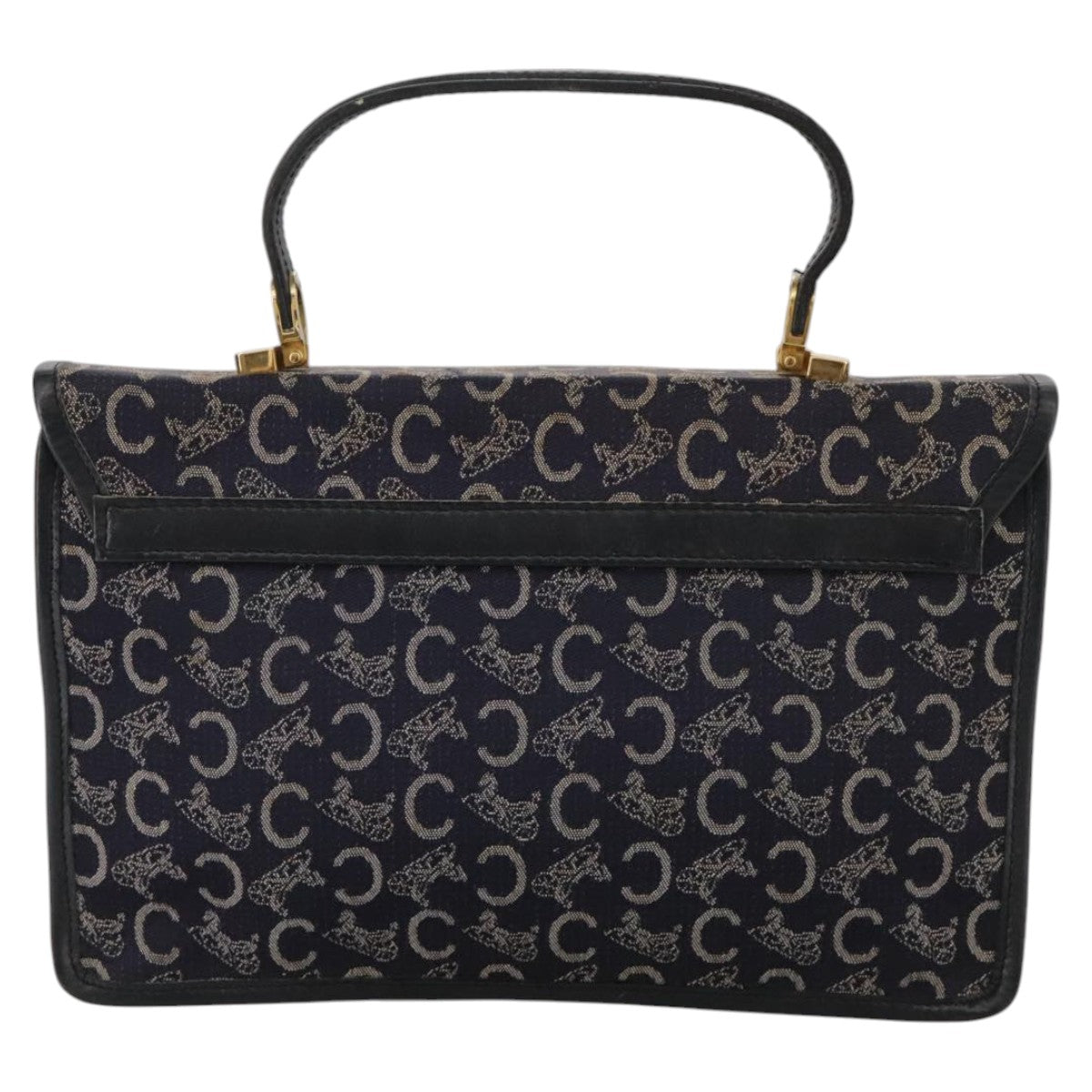CELINE C Sulky Hand Bag Canvas Navy Auth 111628