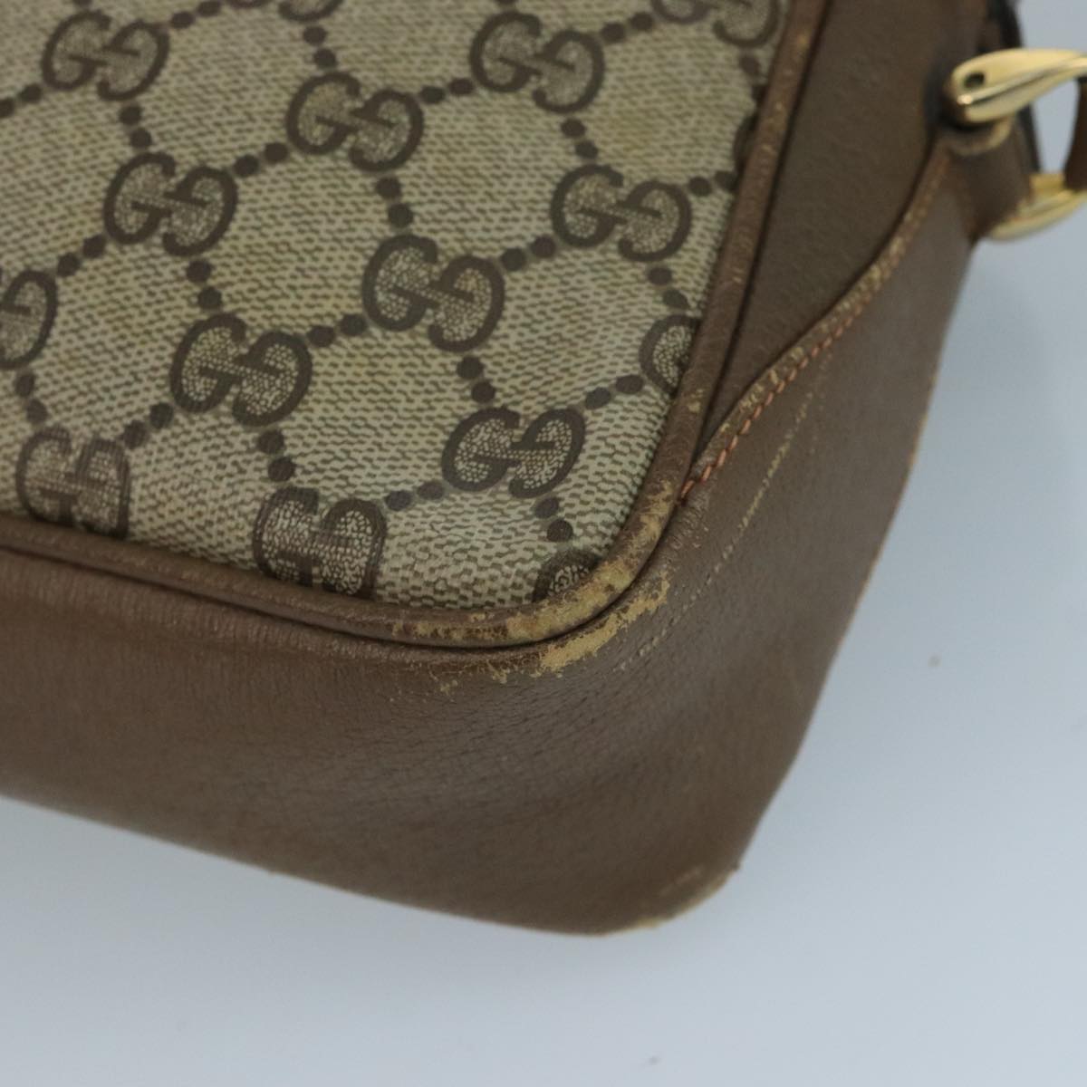 GUCCI GG Supreme Web Sherry Line Shoulder Bag PVC Beige Red Green Auth 111654