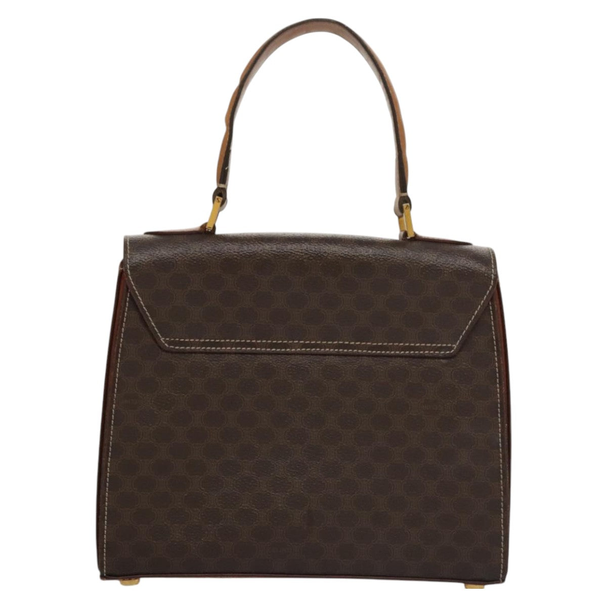 CELINE Macadam Canvas Hand Bag PVC Leather 2way Brown Auth 111670