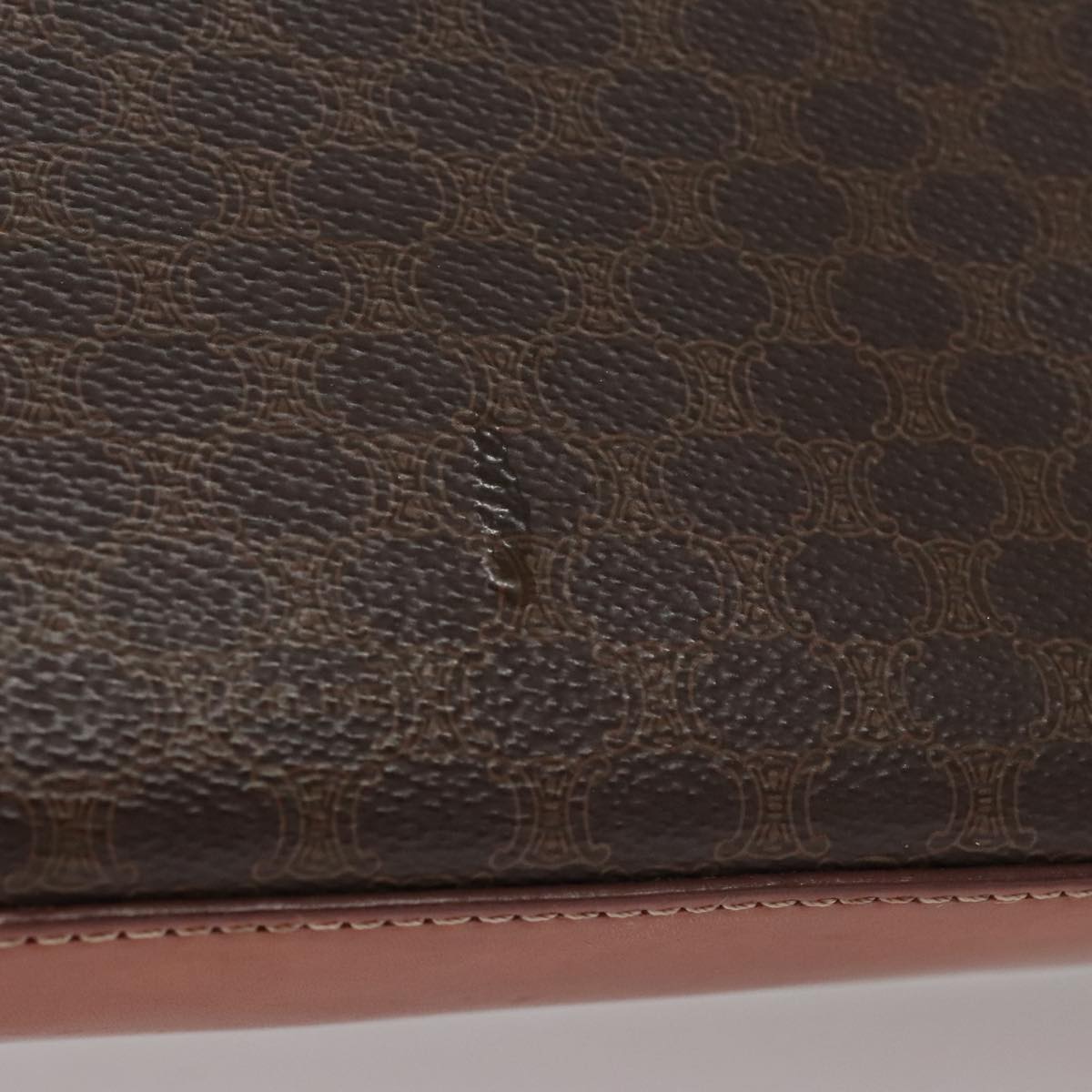 CELINE Macadam Canvas Hand Bag PVC Leather 2way Brown Auth 111670