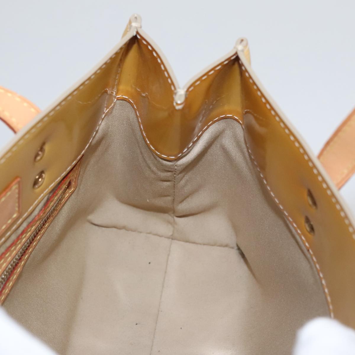 LOUIS VUITTON Monogram Vernis Reade PM Hand Bag Beige M91334 LV Auth 111703