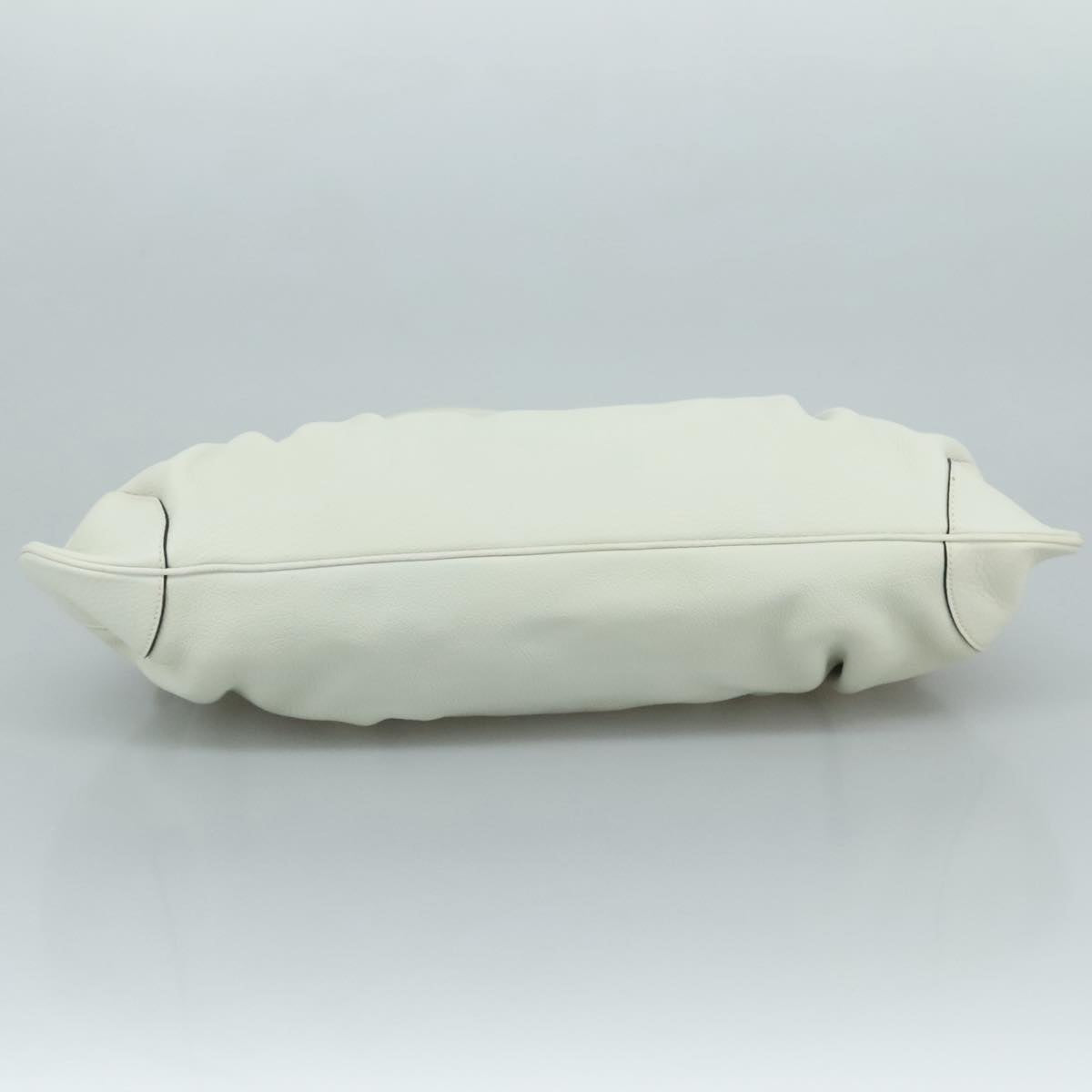 Salvatore Ferragamo Gancini Hand Bag Leather White Silver Auth 111747