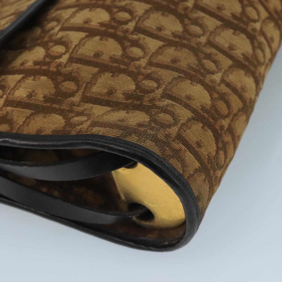 Christian Dior Trotter Canvas Shoulder Bag Brown Auth 111761