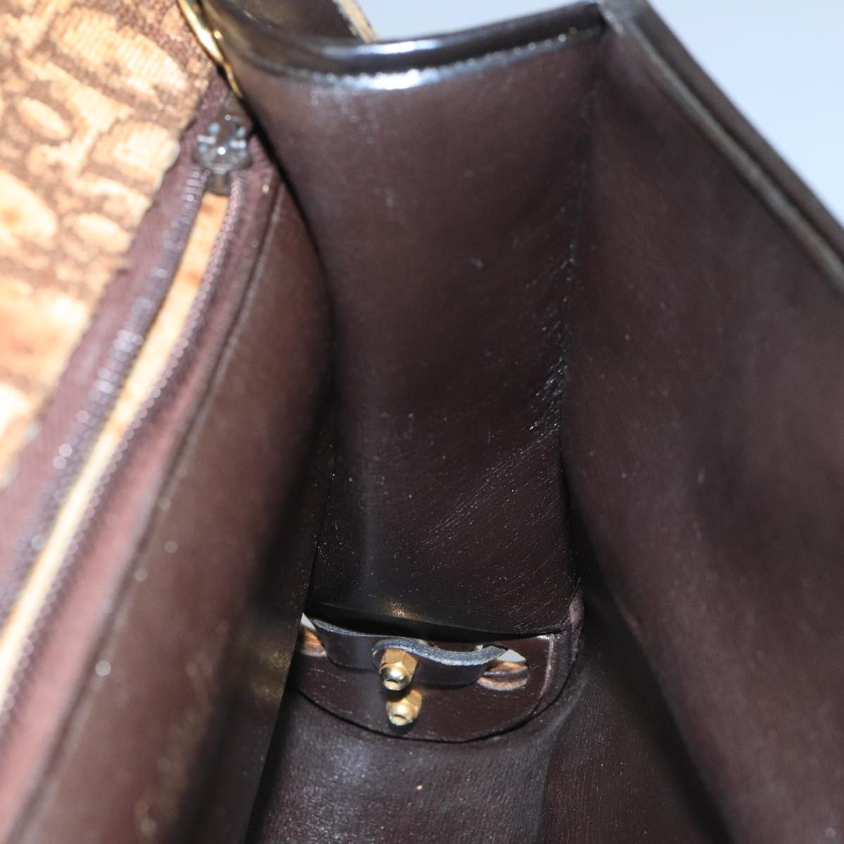 Christian Dior Trotter Canvas Shoulder Bag Brown Auth 111761