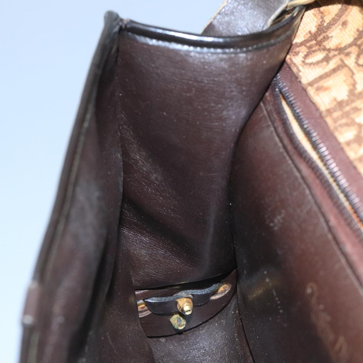 Christian Dior Trotter Canvas Shoulder Bag Brown Auth 111761