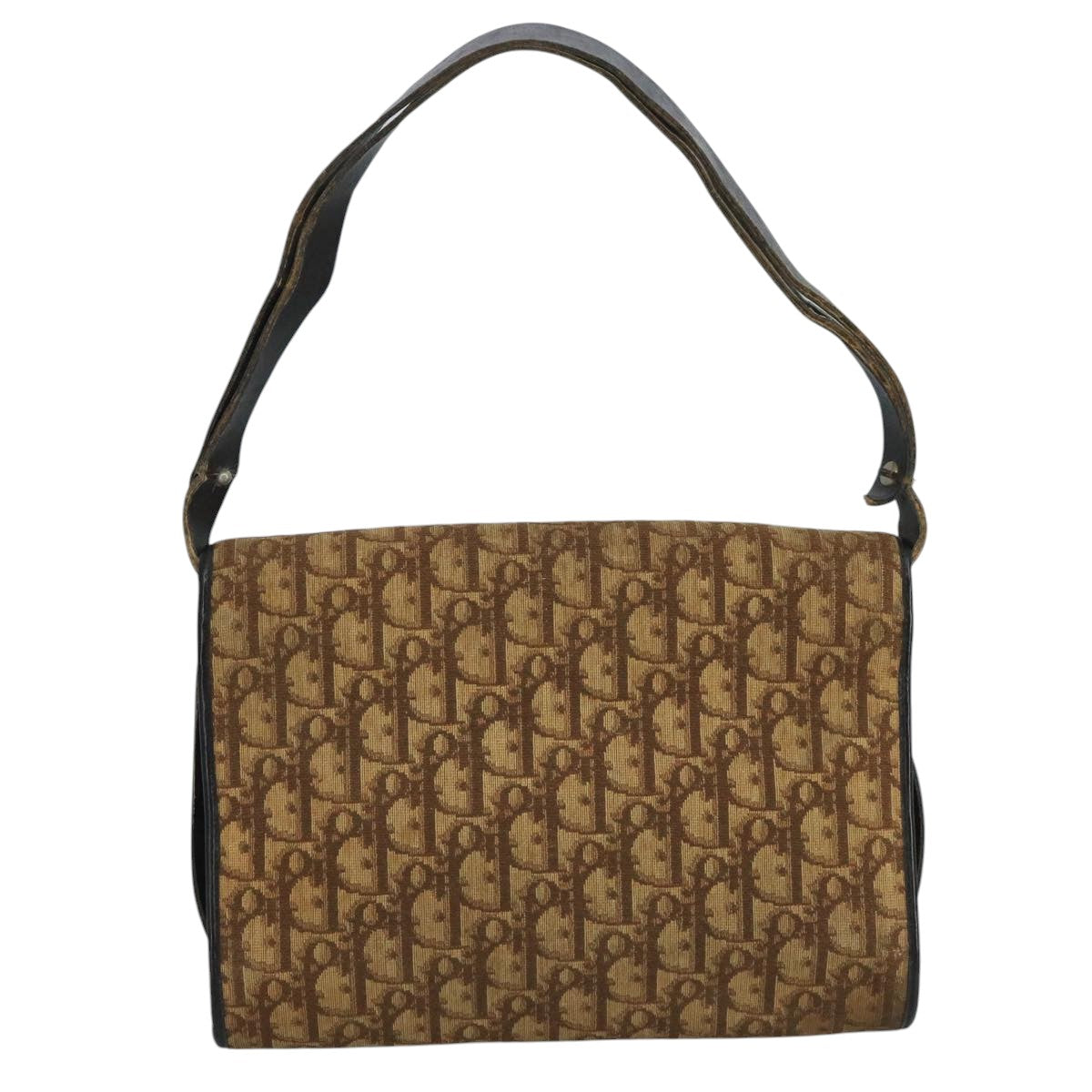 Christian Dior Trotter Canvas Shoulder Bag Brown Auth 111761