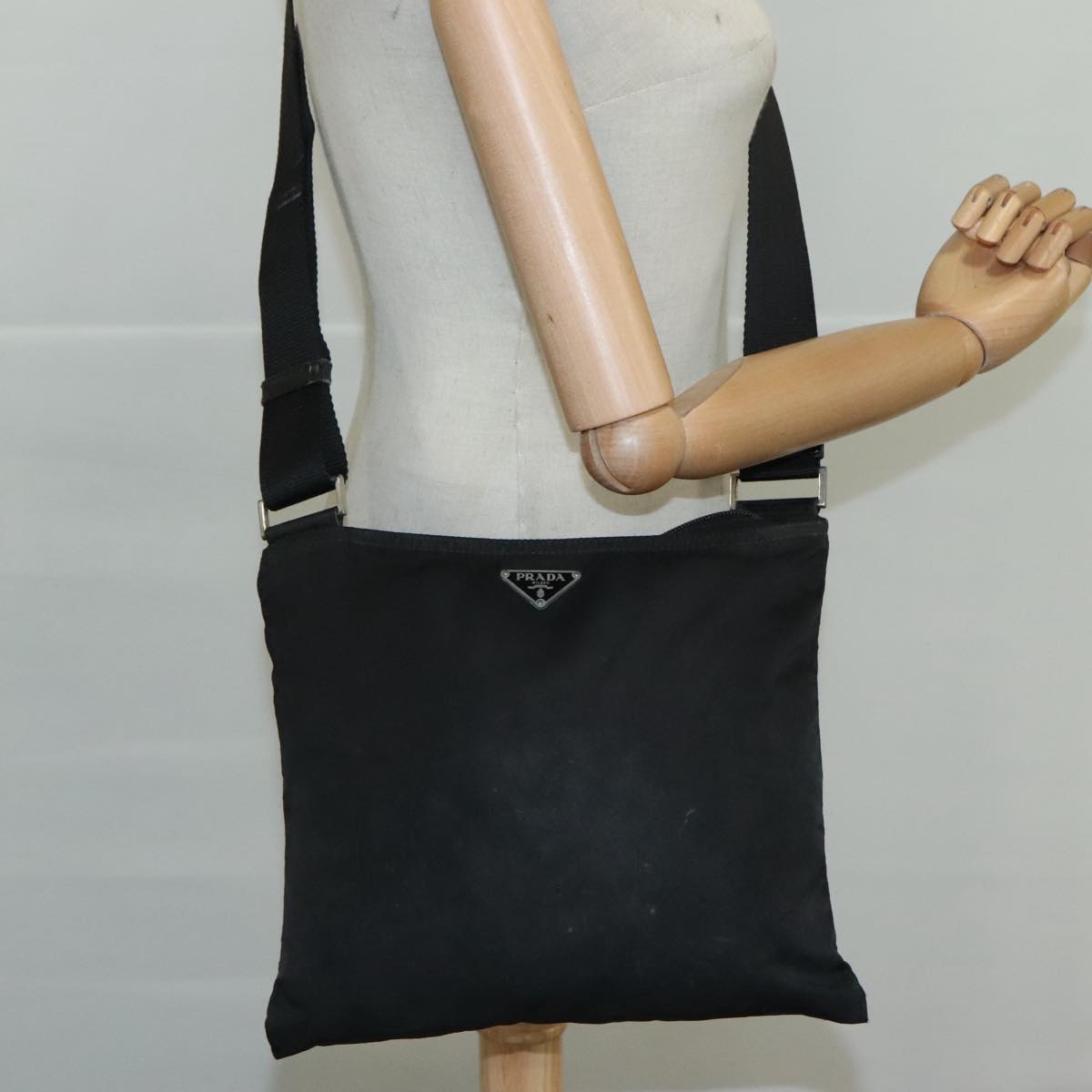 PRADA Shoulder Bag Nylon Black Auth 111765