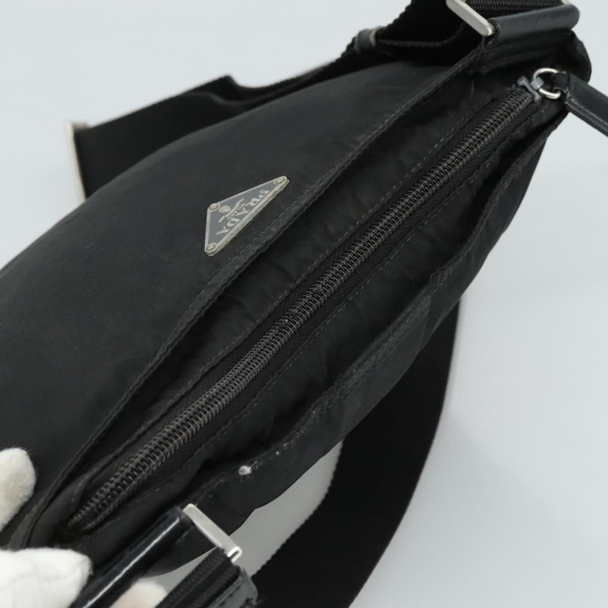PRADA Shoulder Bag Nylon Black Auth 111765