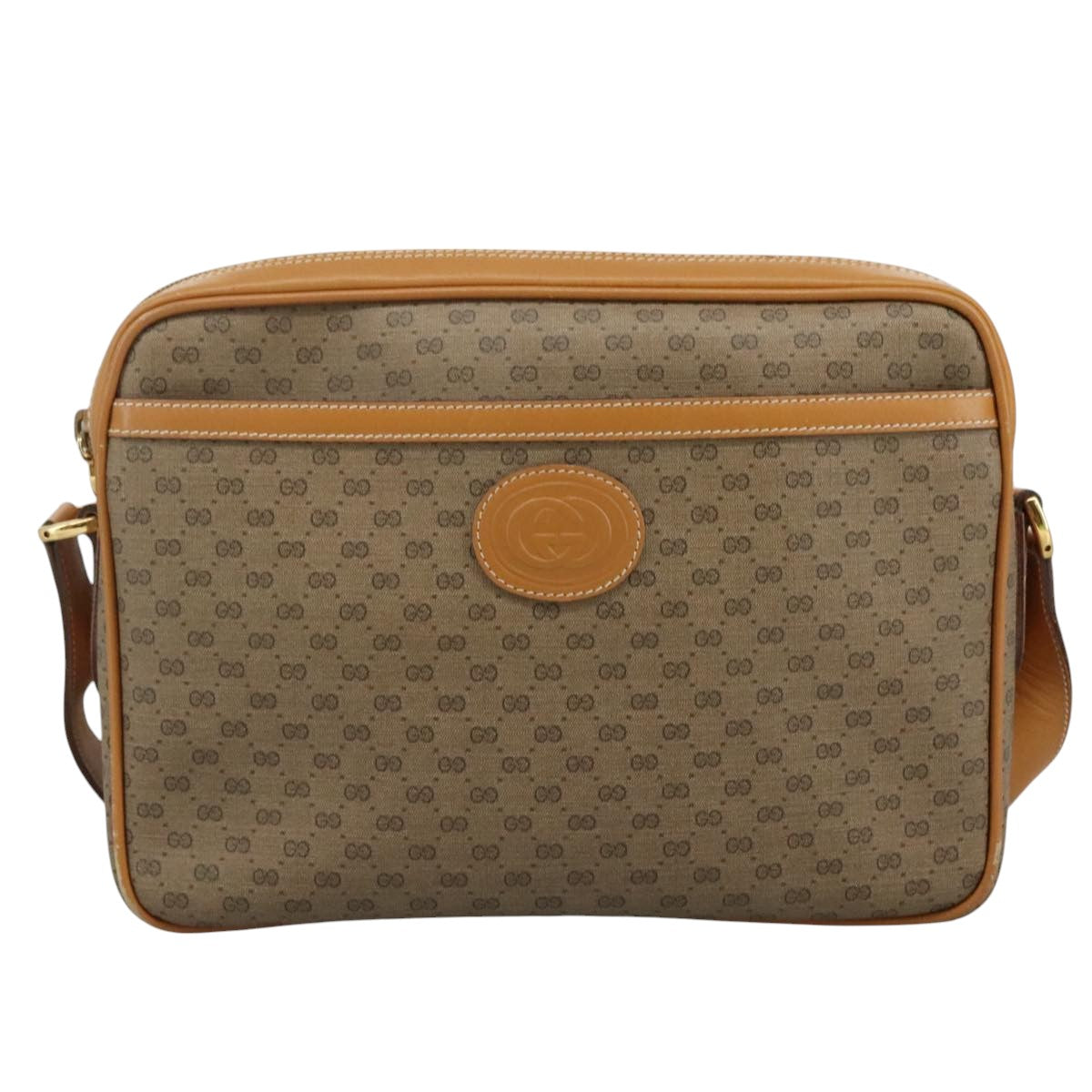 GUCCI Micro GG Supreme Shoulder Bag PVC Beige Auth 111808