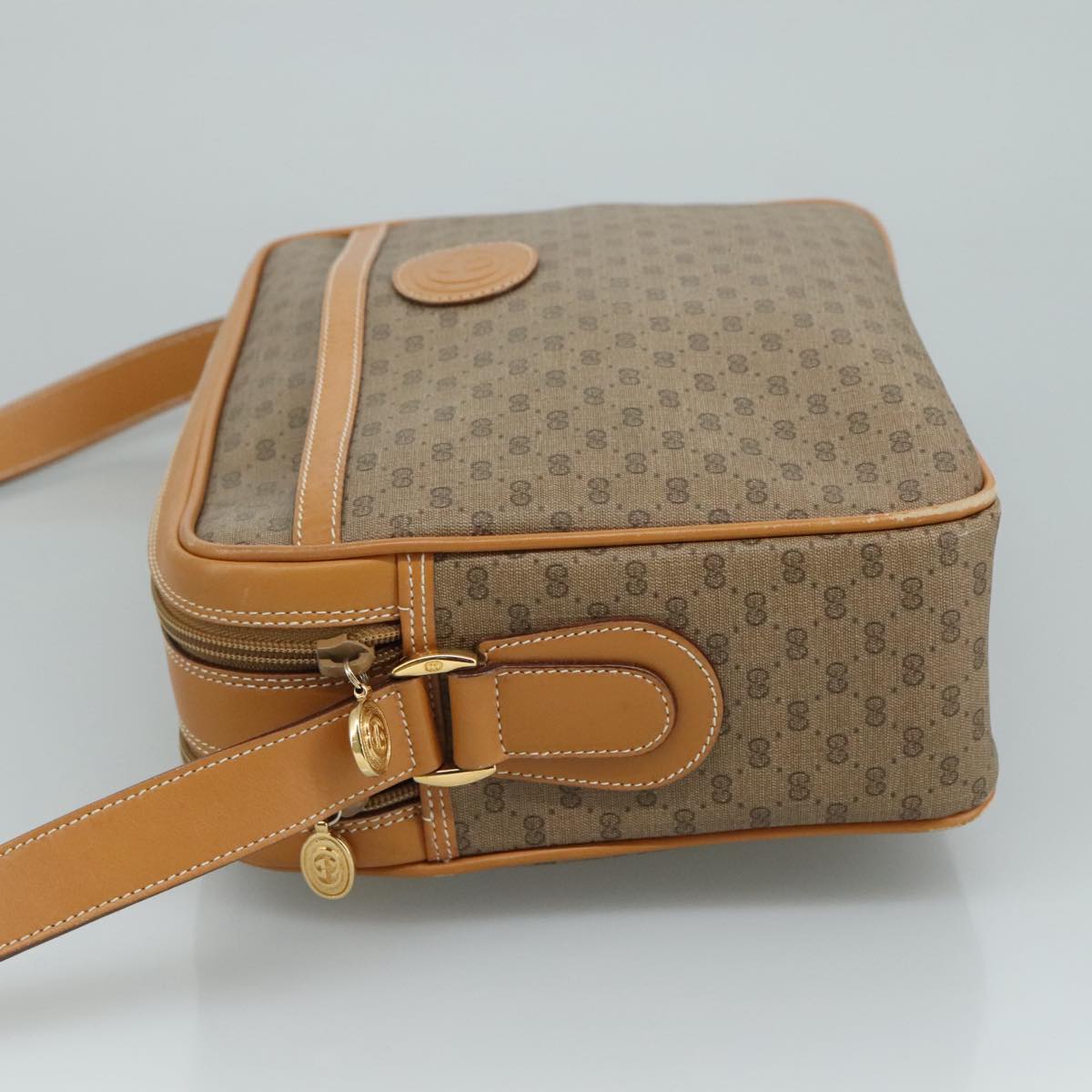 GUCCI Micro GG Supreme Shoulder Bag PVC Beige Auth 111808