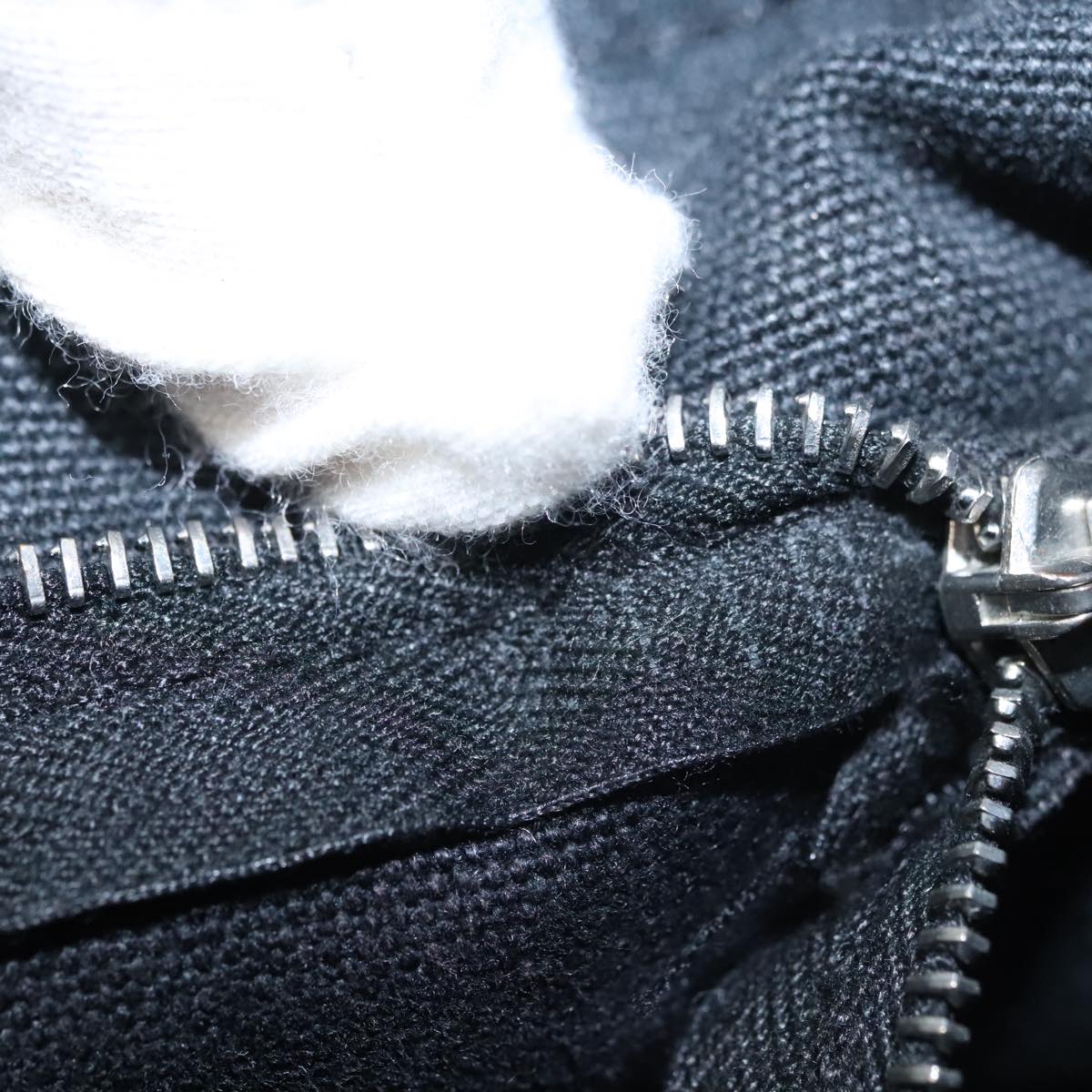 HERMES Fourre Tout PM Hand Bag Canvas Black Gray Silver Auth 111811