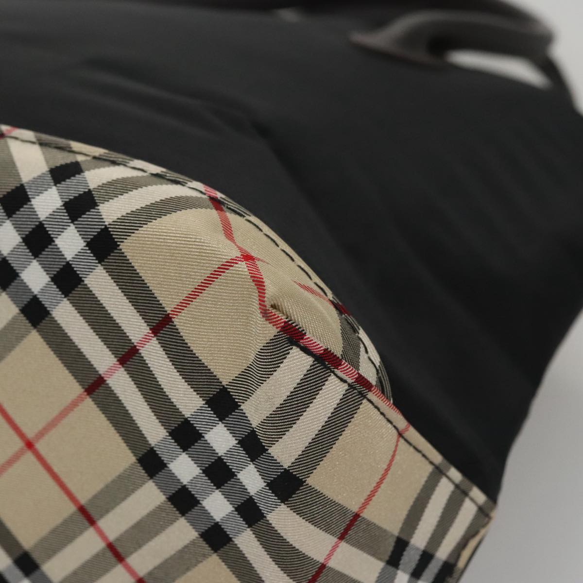 Burberrys Blue Label Hand Bag Nylon Black Auth 111813