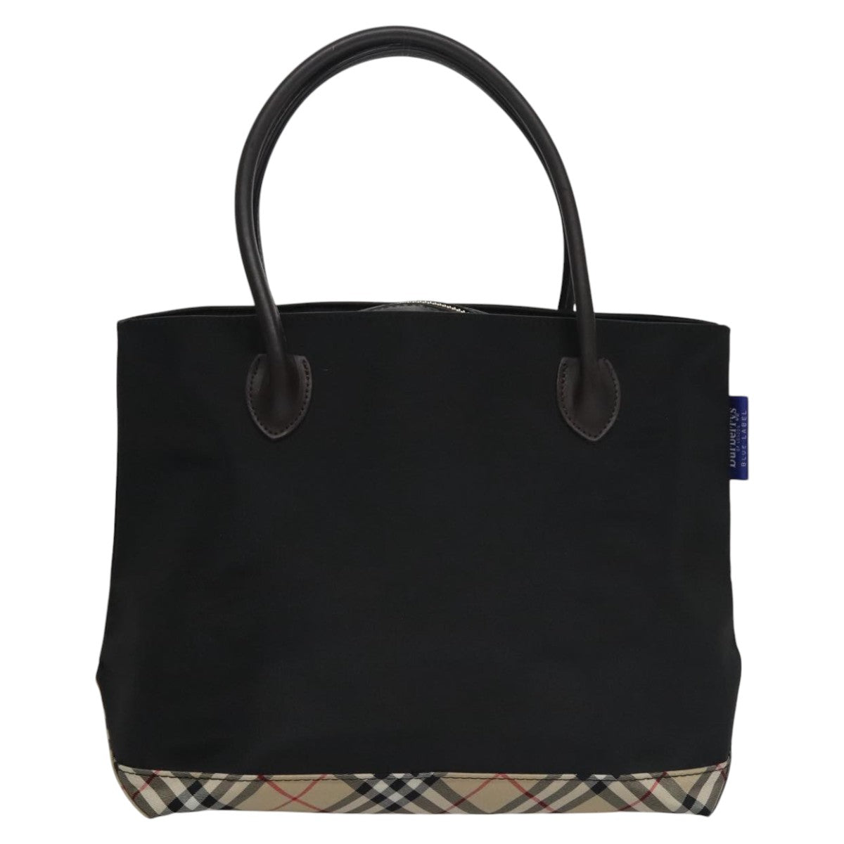 Burberrys Blue Label Hand Bag Nylon Black Auth 111813
