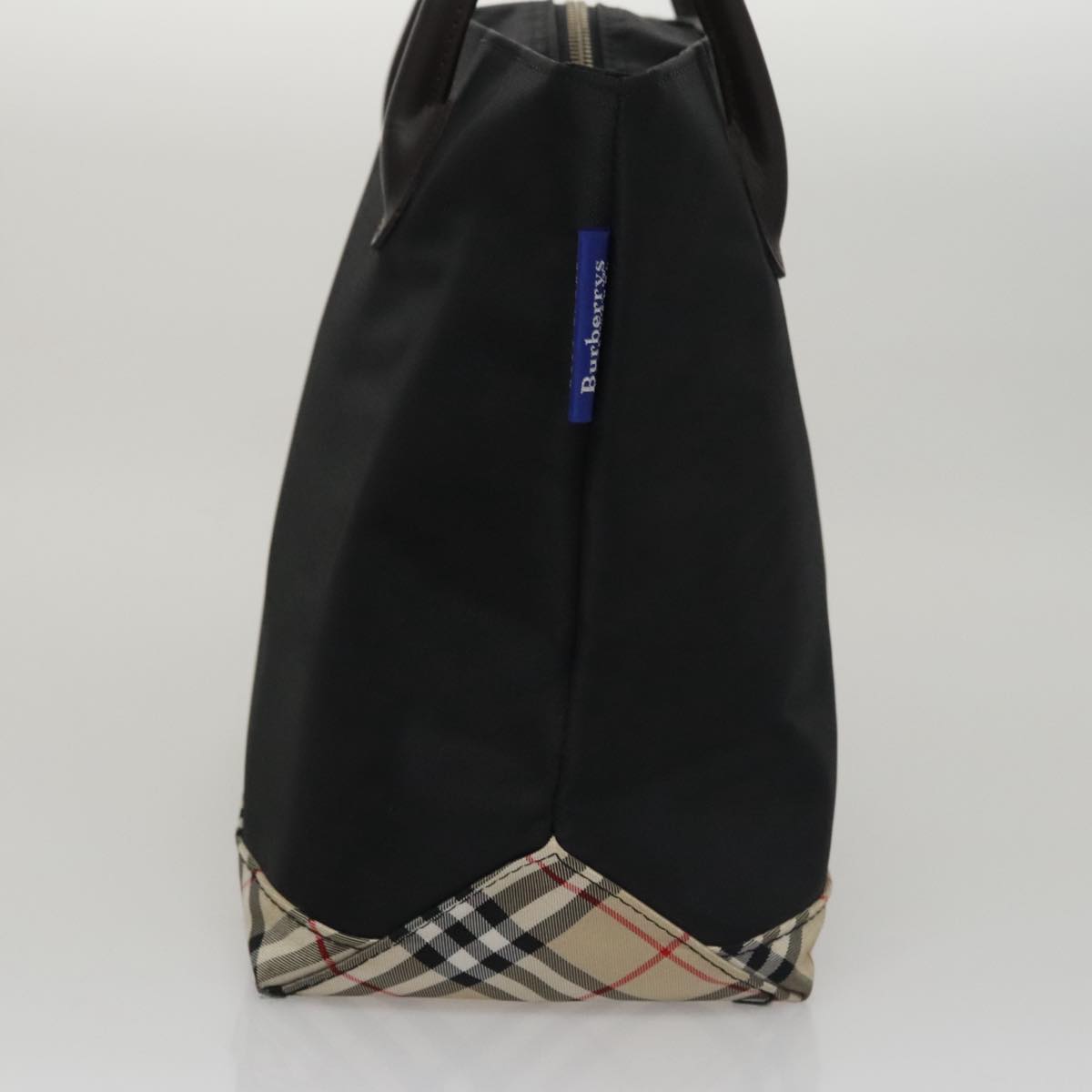 Burberrys Blue Label Hand Bag Nylon Black Auth 111813