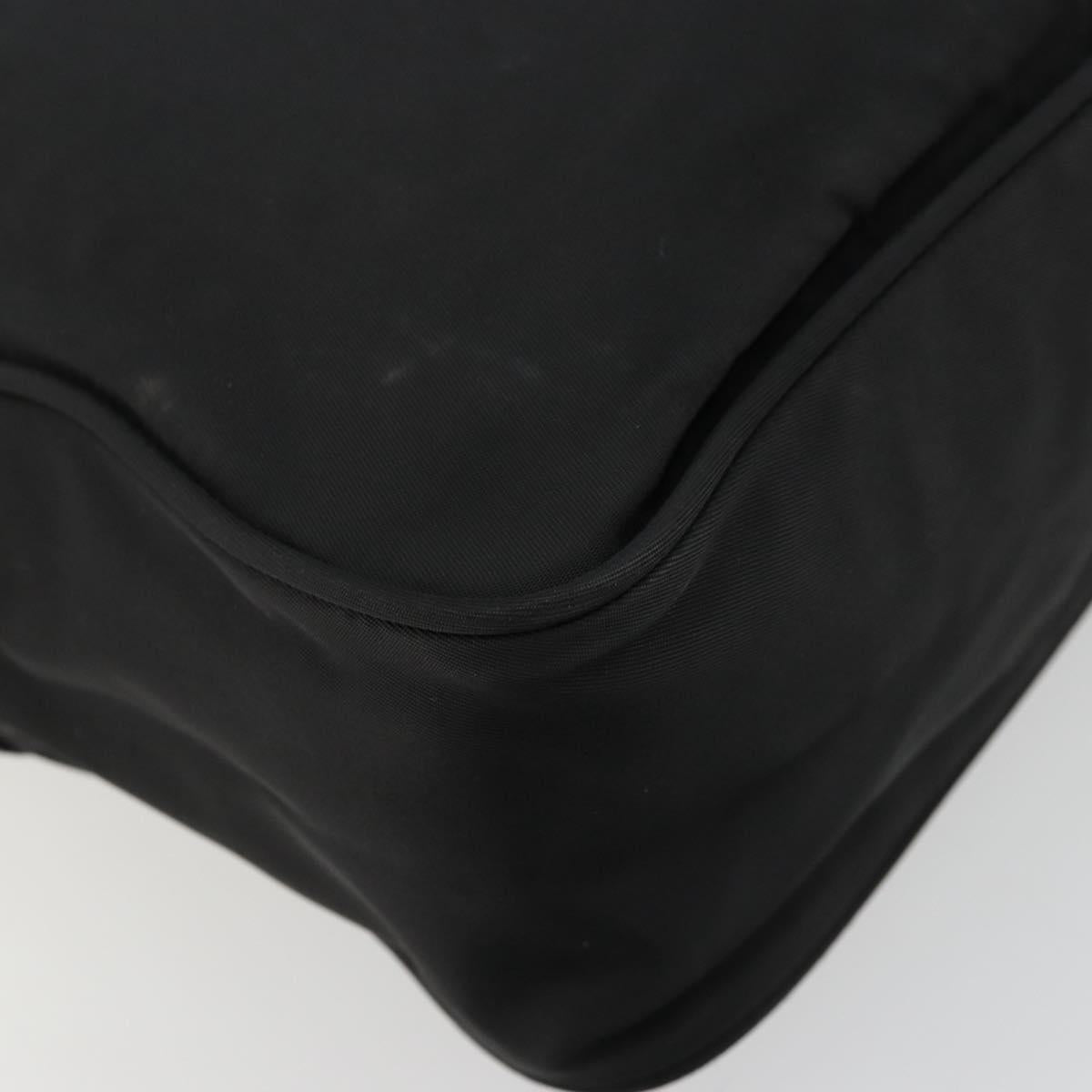 PRADA Shoulder Bag Nylon Black Silver Auth 111866