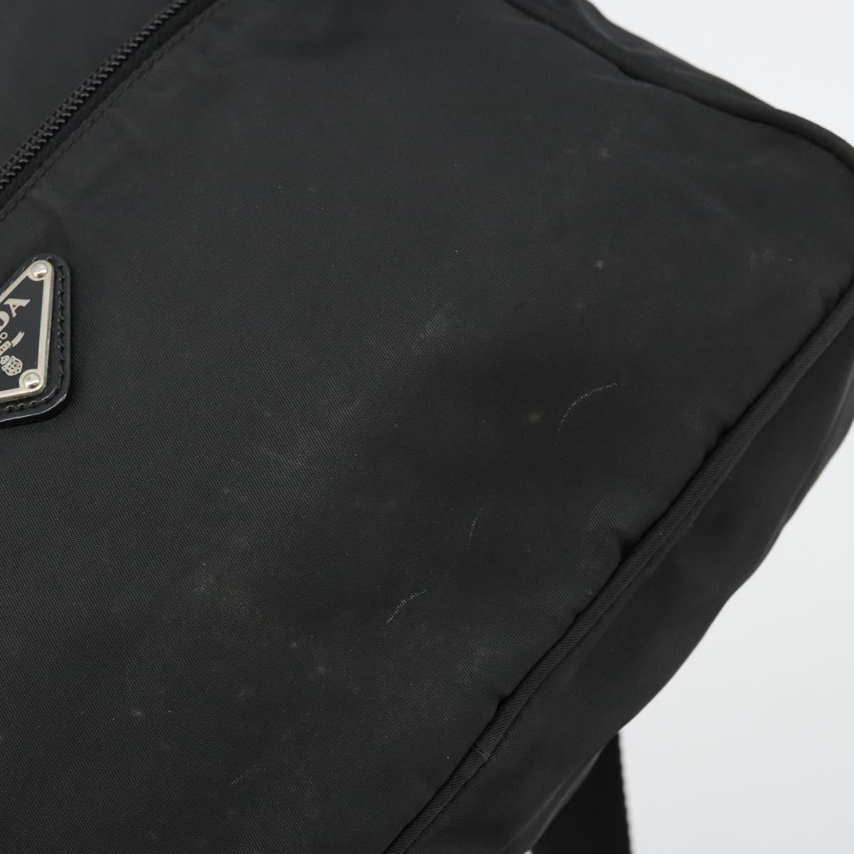 PRADA Shoulder Bag Nylon Black Silver Auth 111866