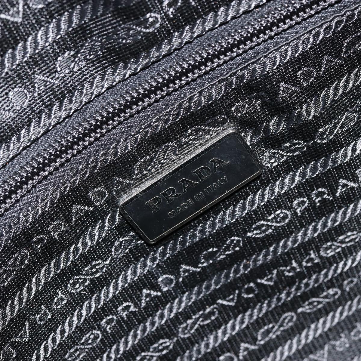 PRADA Shoulder Bag Nylon Black Silver Auth 111866