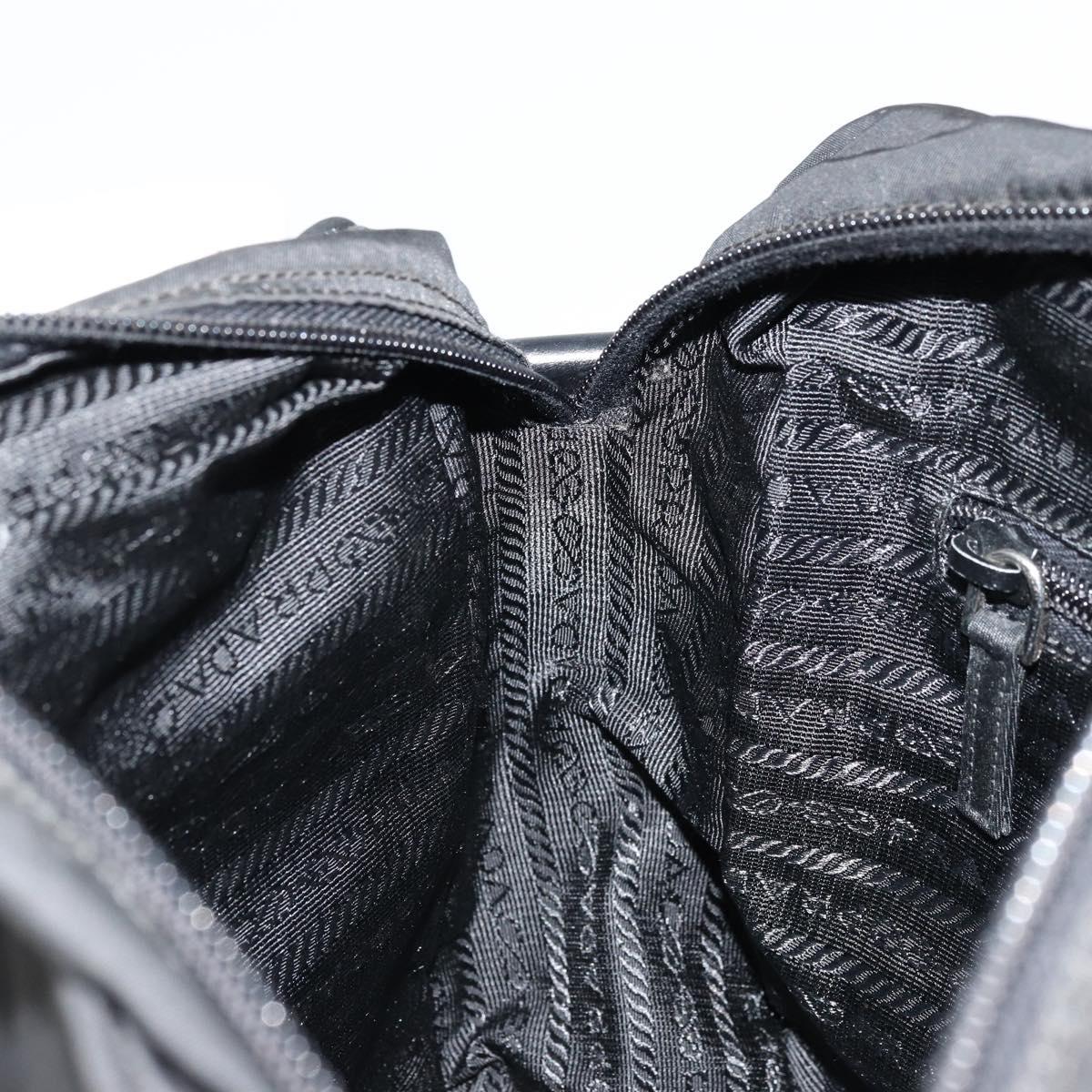 PRADA Shoulder Bag Nylon Black Silver Auth 111866