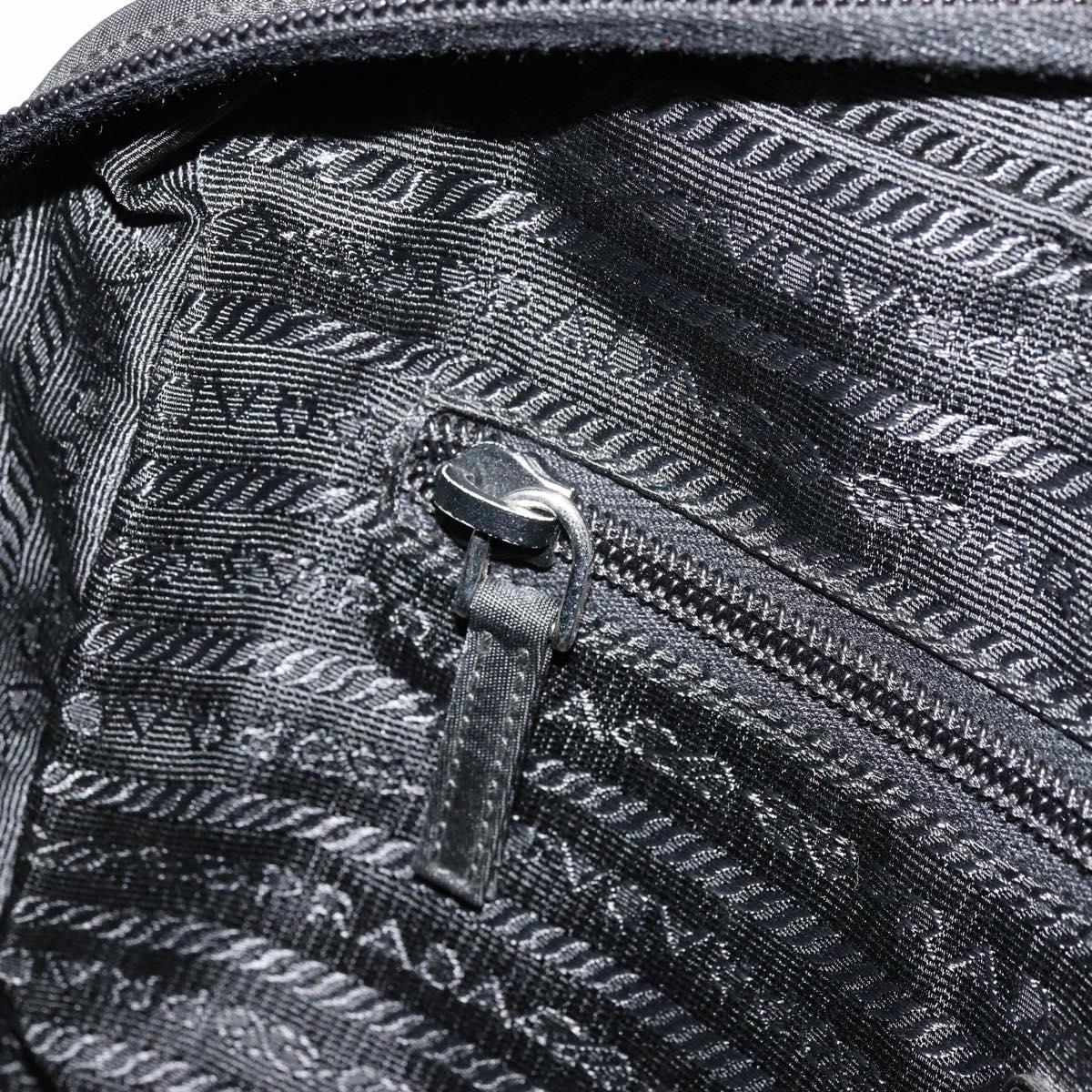 PRADA Shoulder Bag Nylon Black Silver Auth 111866
