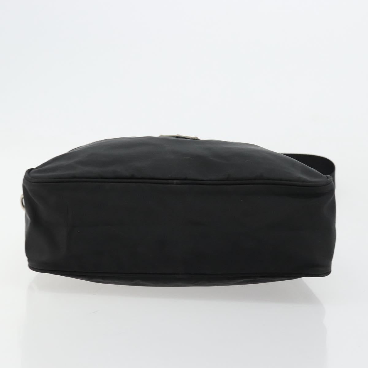PRADA Shoulder Bag Nylon Black Silver Auth 111866
