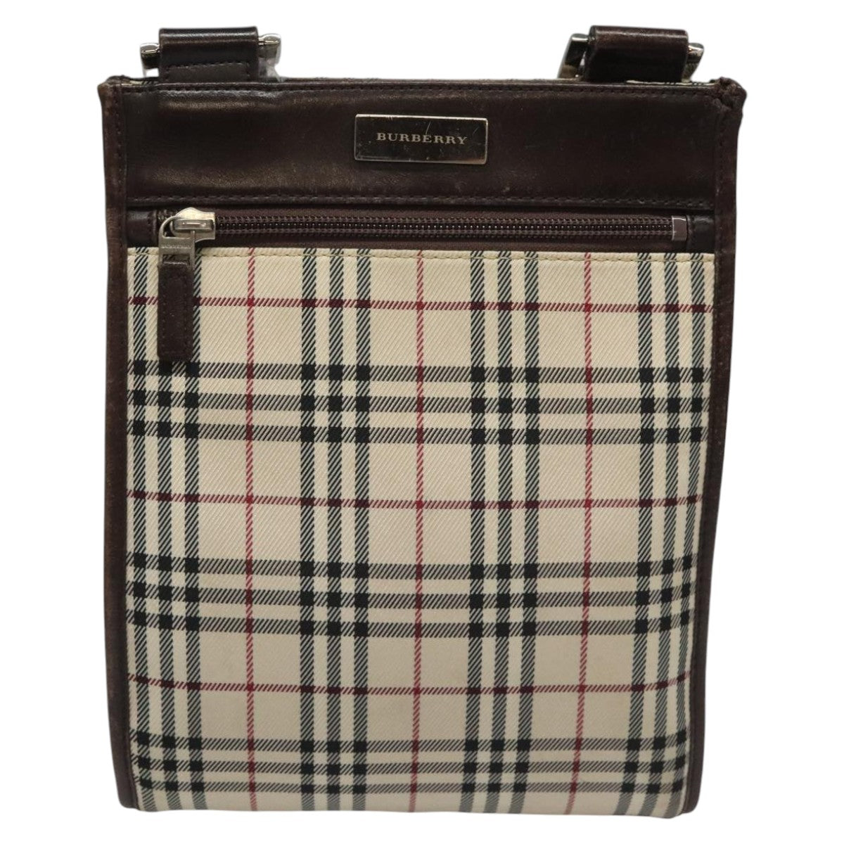 BURBERRY Nova Check Shoulder Bag Canvas Beige Auth 111876