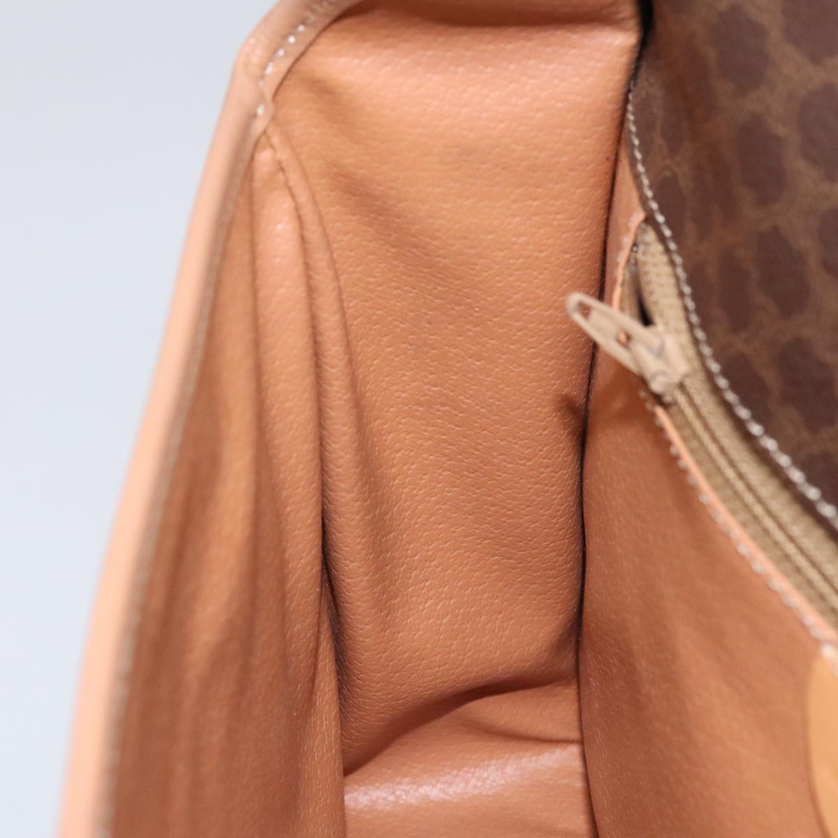 CELINE Macadam Canvas Shoulder Bag PVC Leather Brown Gold Auth 111880