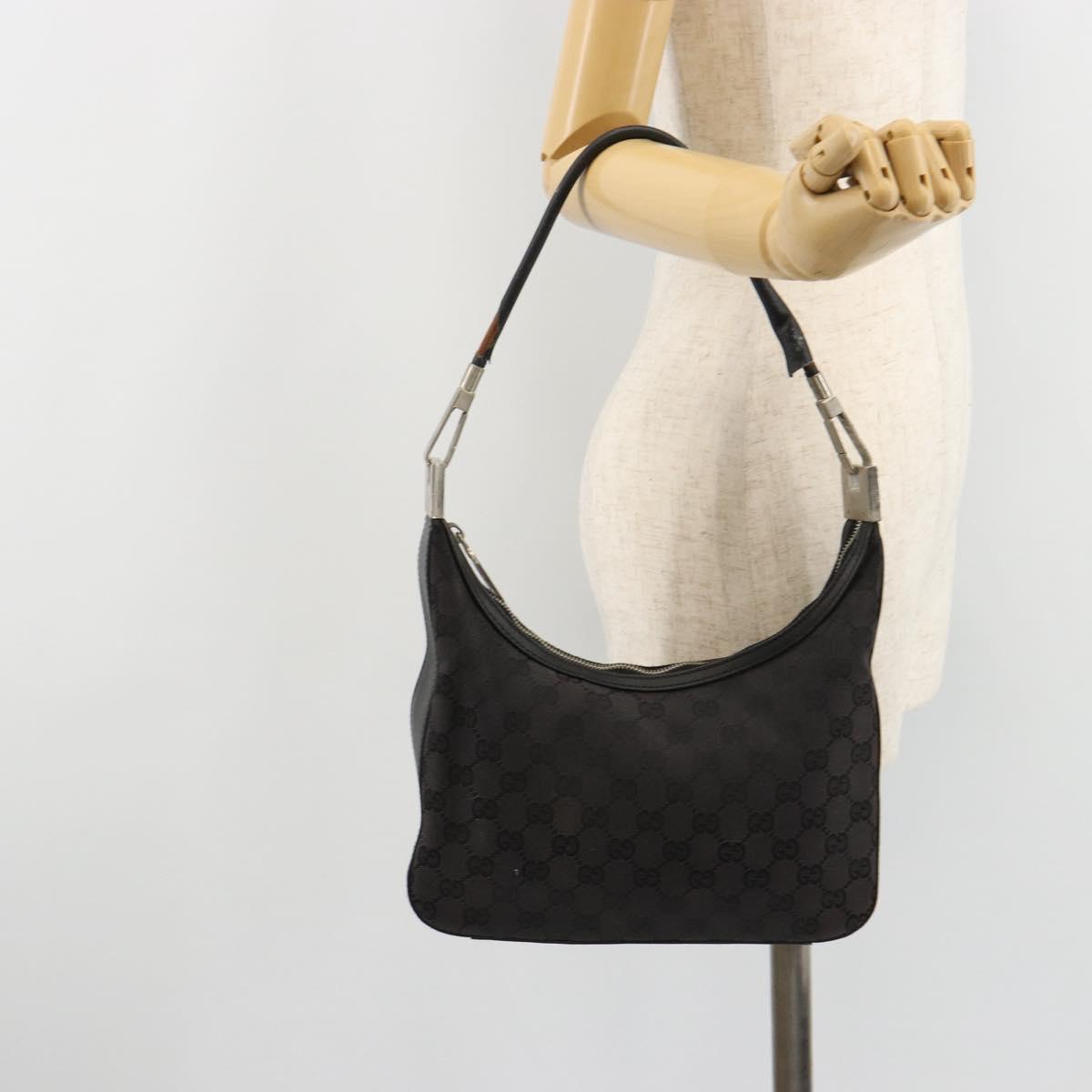 GUCCI GG Canvas Shoulder Bag Black 001 3812 Auth 111937