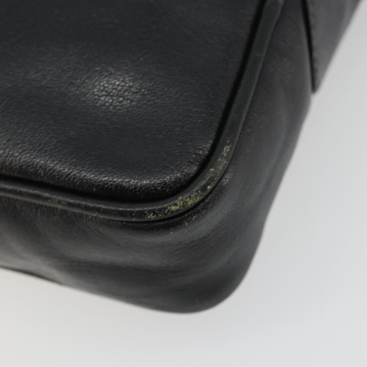 CELINE Shoulder Bag Leather Black Auth 112075