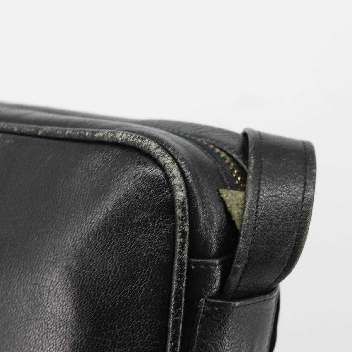 CELINE Shoulder Bag Leather Black Auth 112075
