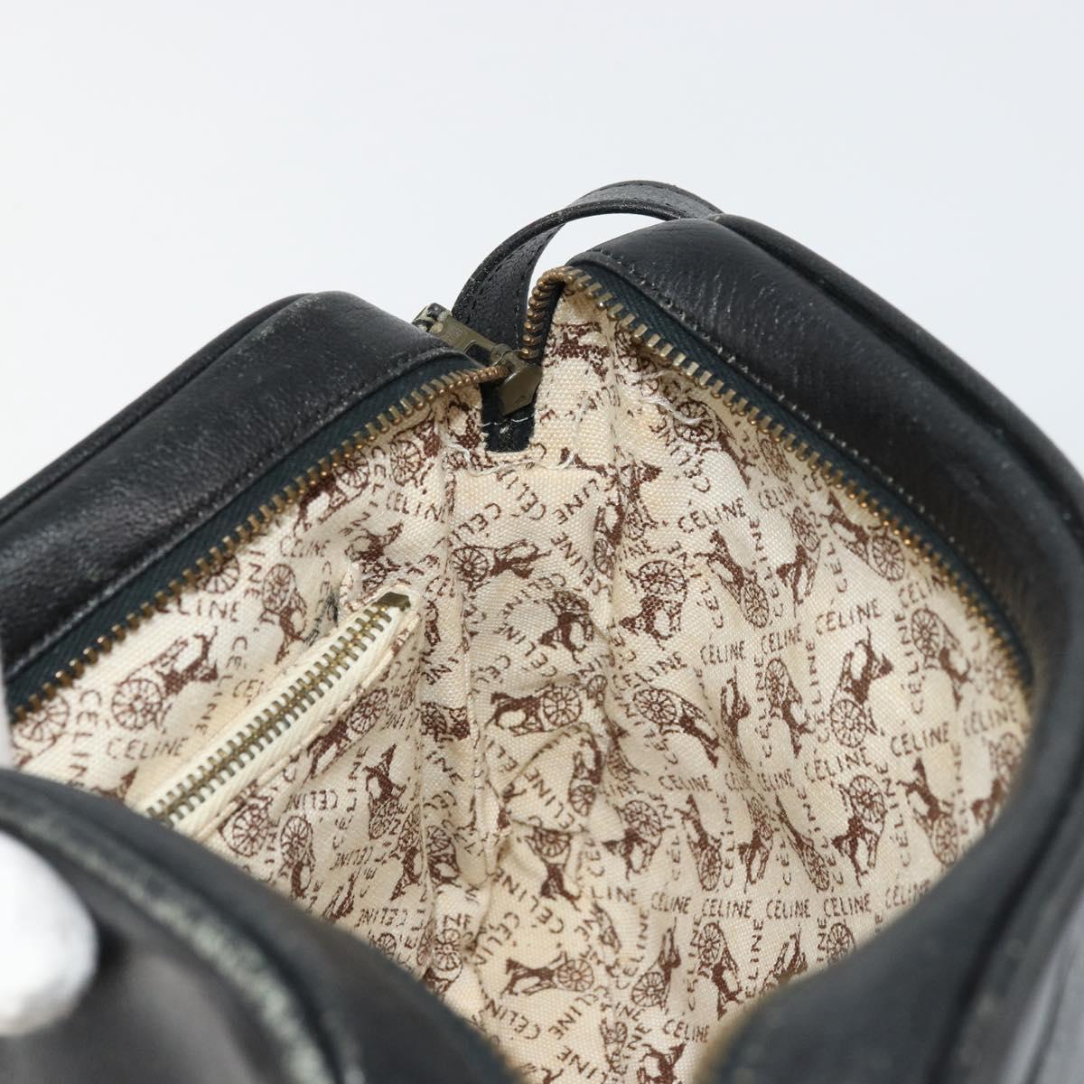 CELINE Shoulder Bag Leather Black Auth 112075