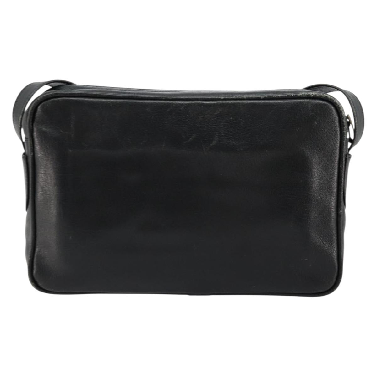 CELINE Shoulder Bag Leather Black Auth 112075