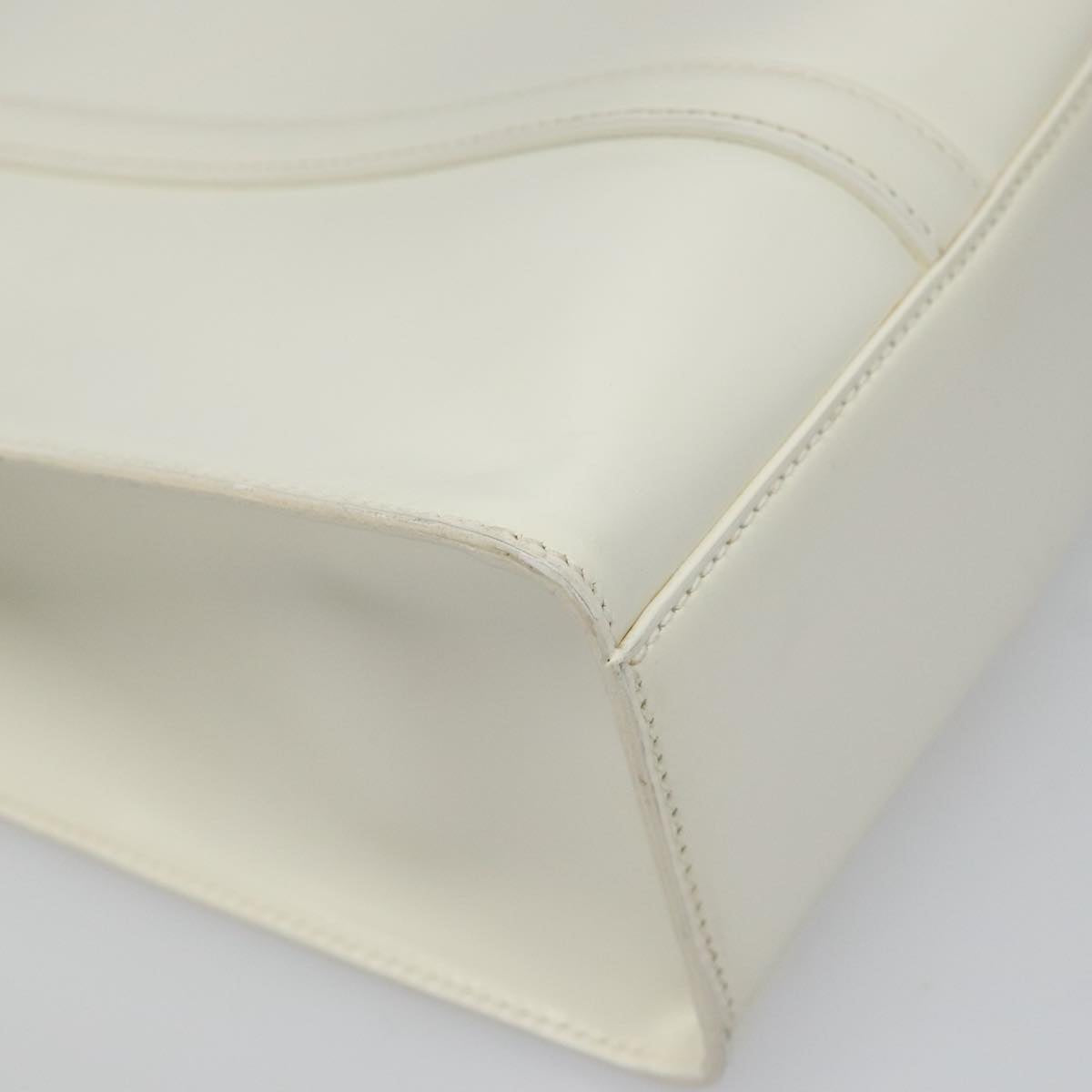 PRADA Hand Bag Patent leather White Auth 112079