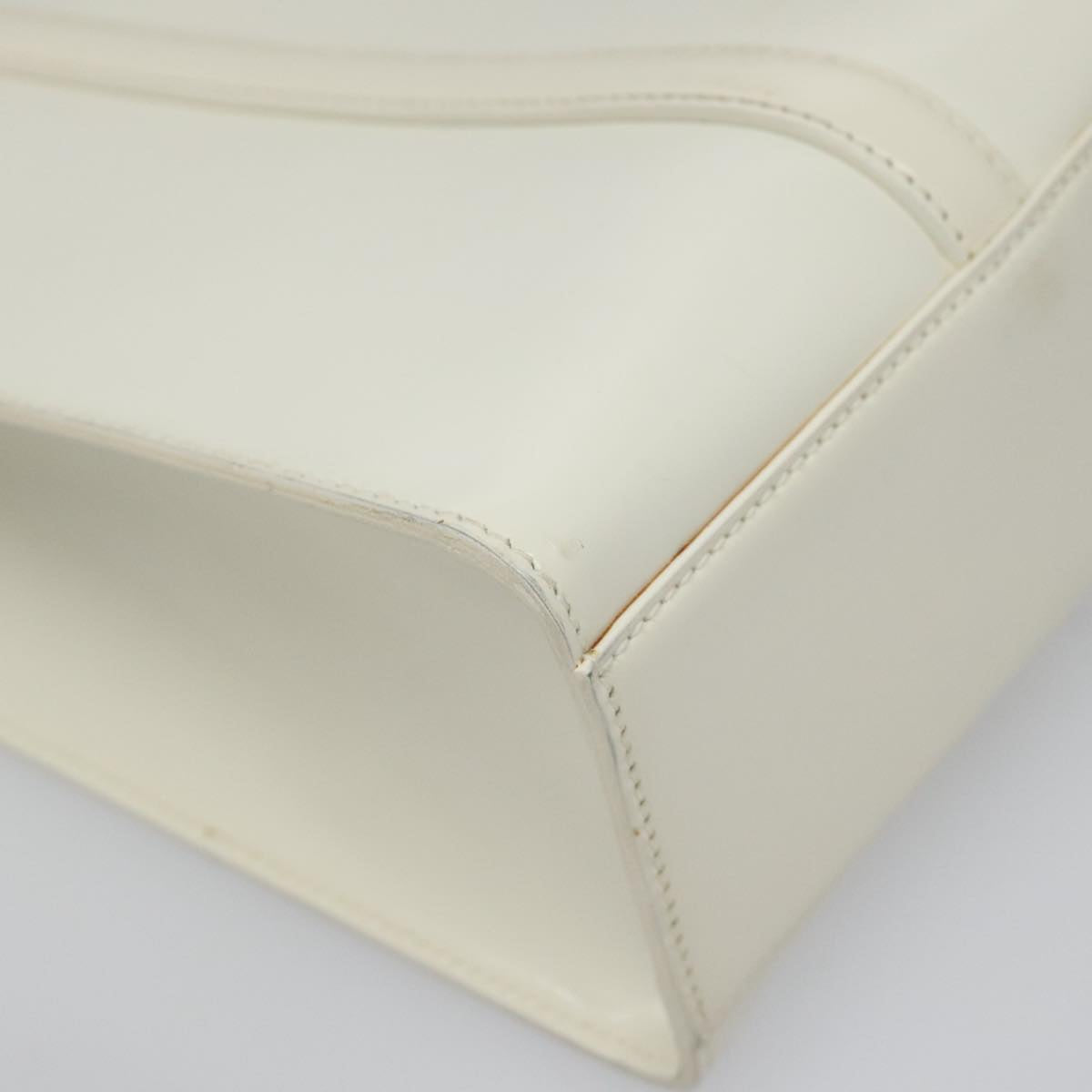 PRADA Hand Bag Patent leather White Auth 112079