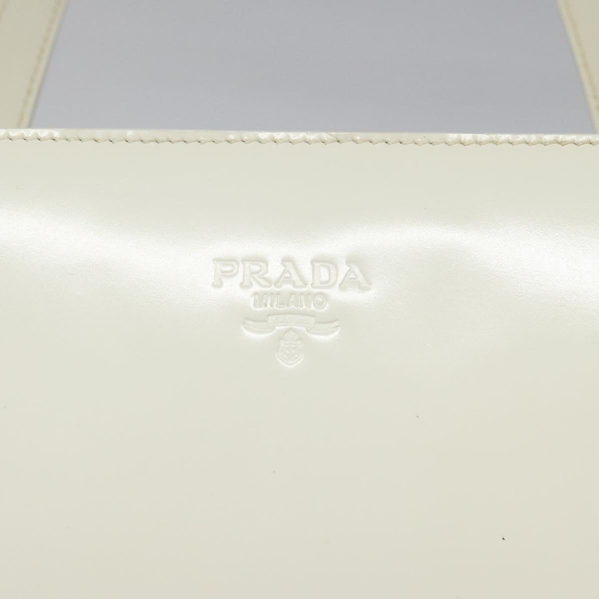 PRADA Hand Bag Patent leather White Auth 112079