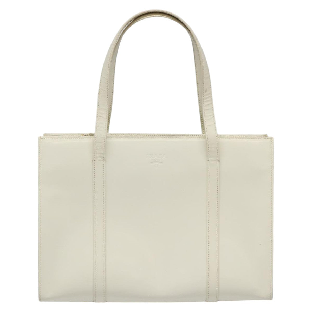PRADA Hand Bag Patent leather White Auth 112079