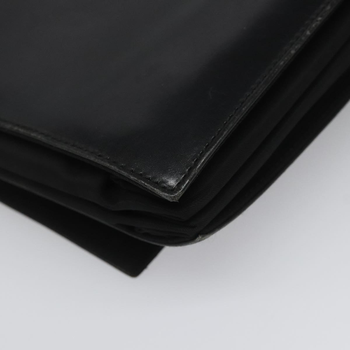 PRADA Hand Bag Nylon Leather Black Auth 112080