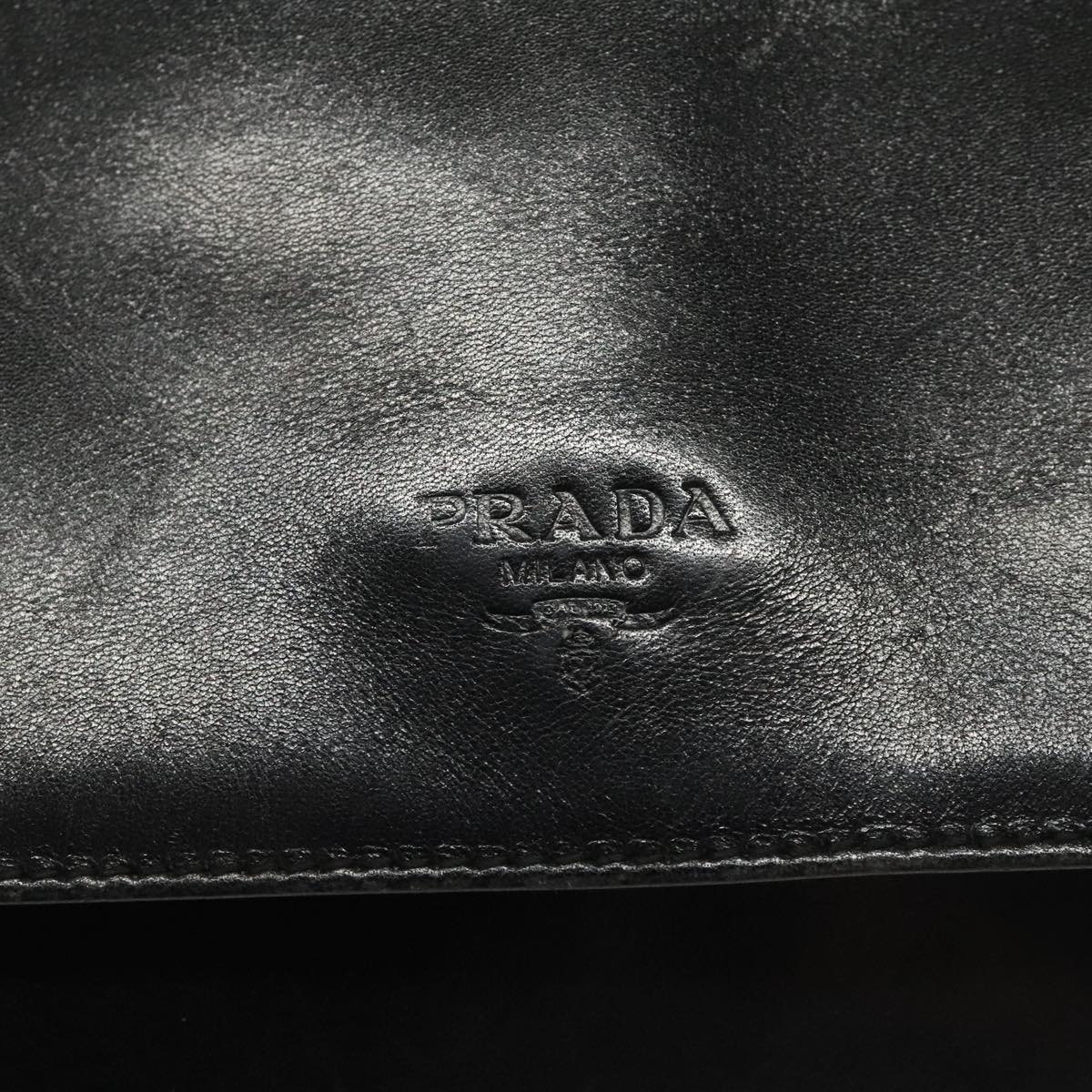 PRADA Hand Bag Nylon Leather Black Auth 112080