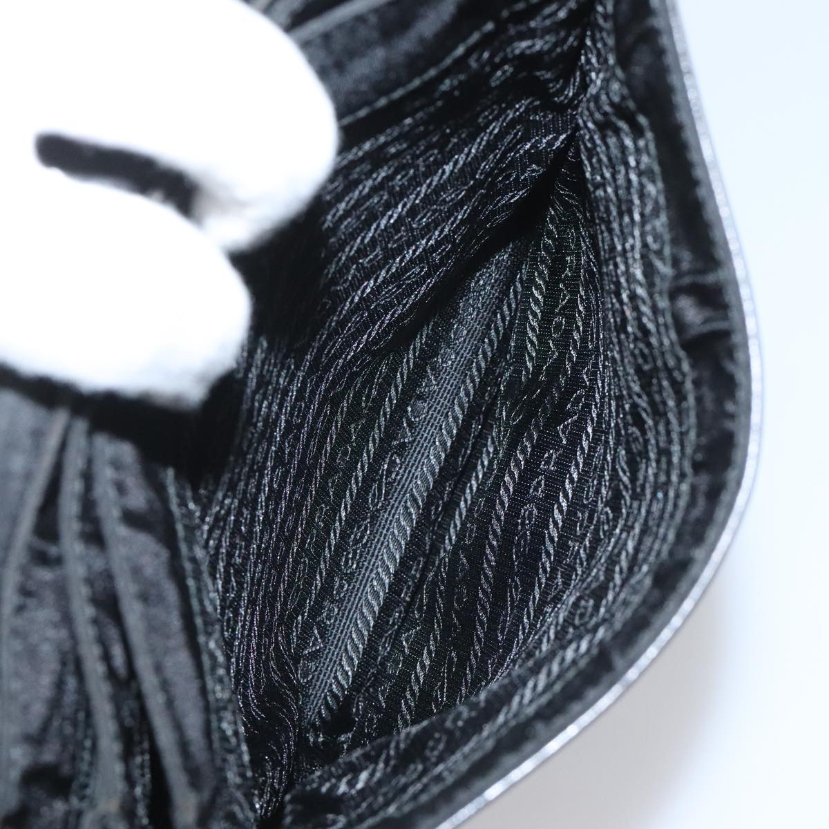 PRADA Hand Bag Nylon Leather Black Auth 112080